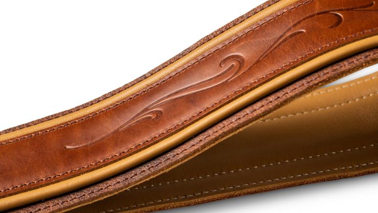 Taylor Spring Vine Strap Med Brown Leather 2.5 Inches Brown Butterscotch Trim - Correa - Variation 1