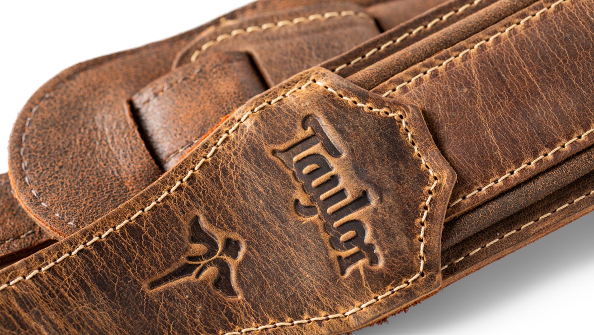Taylor Wings Distressed Leather Guitar Strap 2.5-inc Dark Brown 4109-25 Cuir - Correa - Variation 3