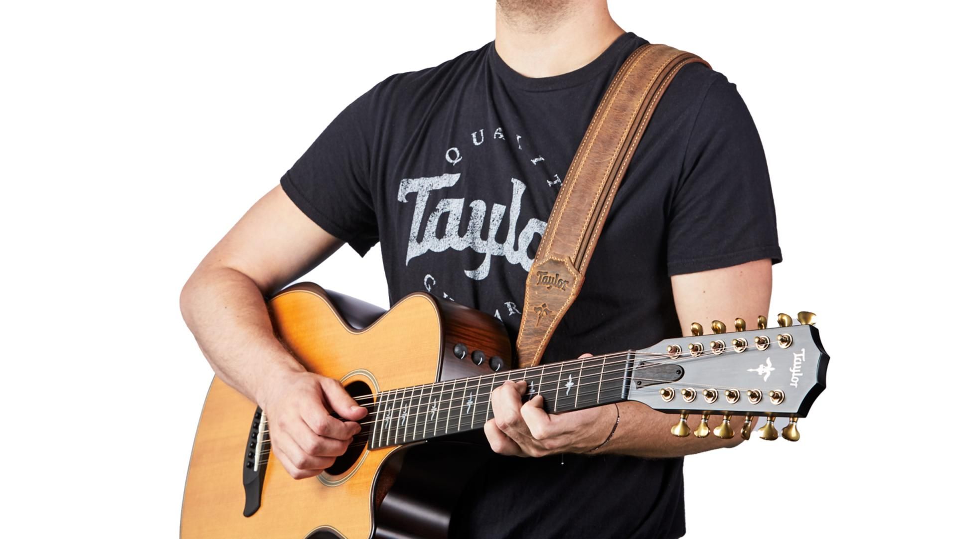 Taylor Wings Distressed Leather Guitar Strap 2.5-inc Dark Brown 4109-25 Cuir - Correa - Variation 4