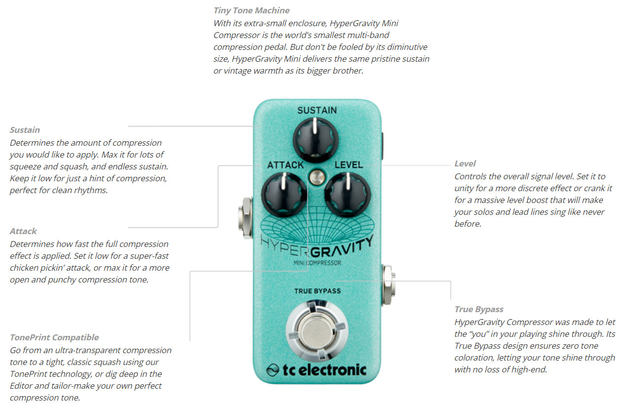 Tc Electronic Hypergravity Mini Compressor - Pedal compresor / sustain / noise gate - Variation 2