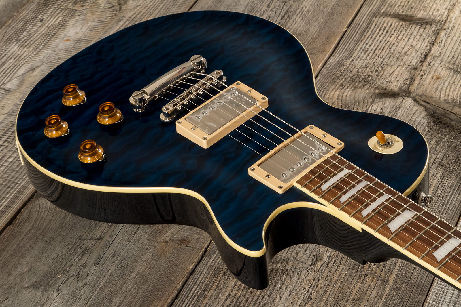 Tokai Love Rock Ls101q Jap 2h Ht Rw - Indigo Blue - Guitarra eléctrica de corte único. - Variation 2