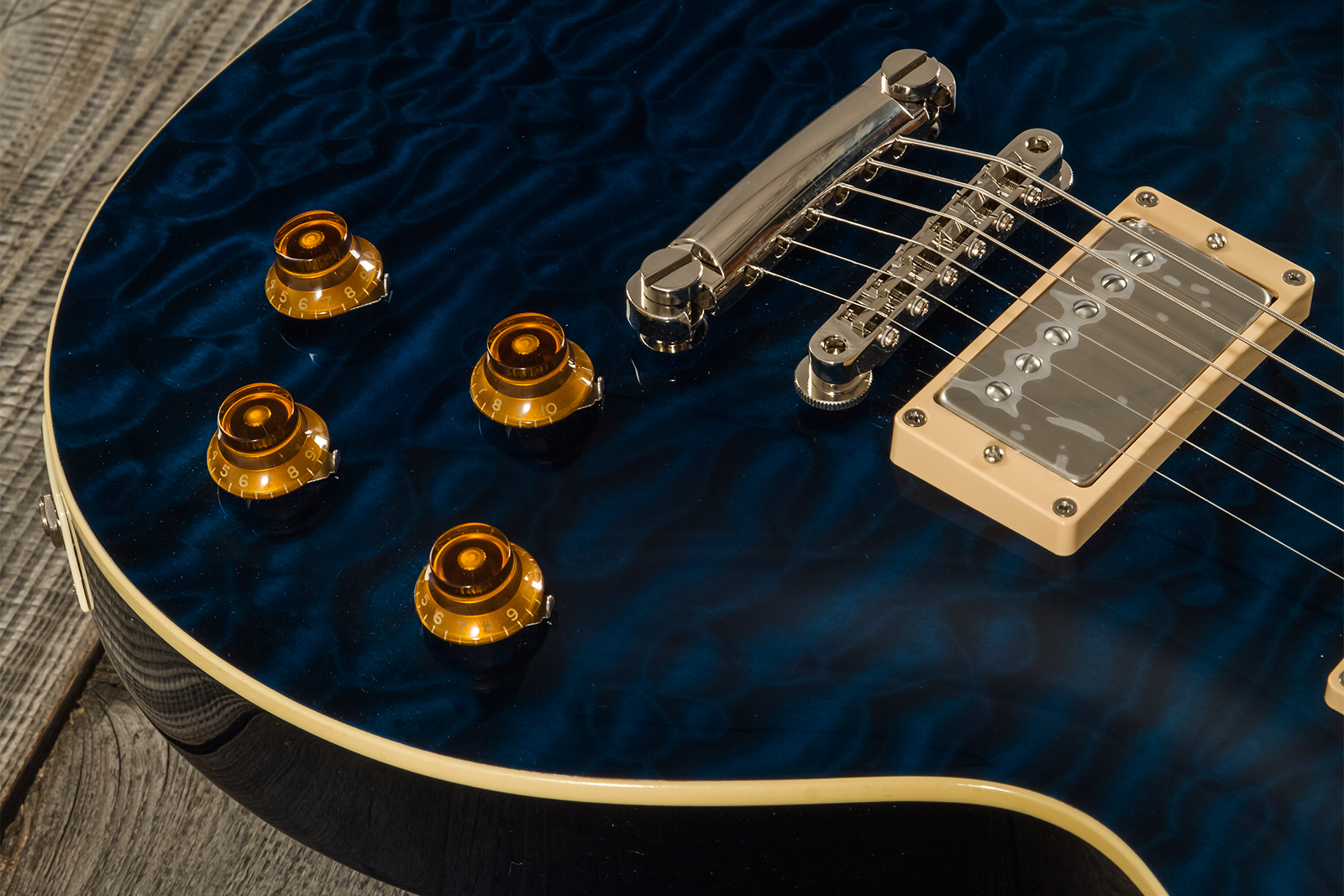Tokai Love Rock Ls101q Jap 2h Ht Rw - Indigo Blue - Guitarra eléctrica de corte único. - Variation 3