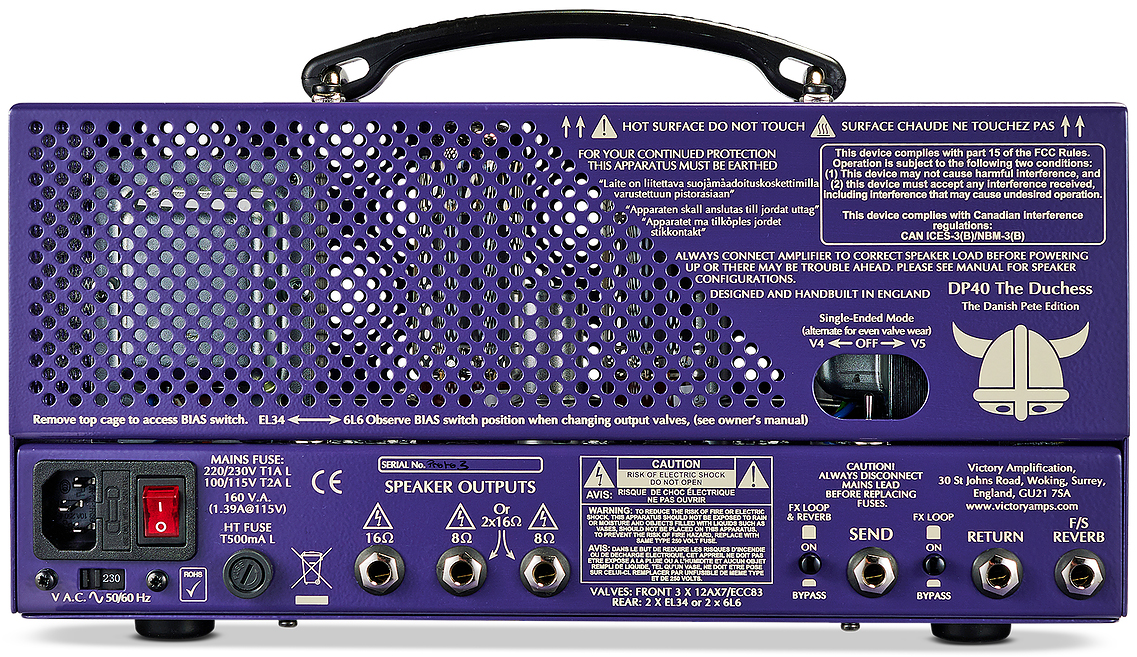 Victory Amplification Danish Pete Dp40 The Duchess Head 0,5/1,5/7/42w Purple - Cabezal para guitarra eléctrica - Variation 1