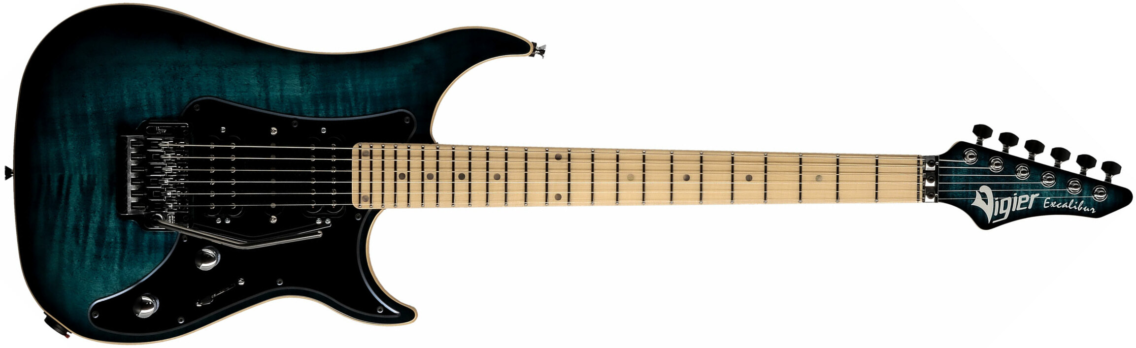 Vigier Excalibur Custom Hsh Fr Mn - Mysterious Blue - Guitarra eléctrica con forma de str. - Main picture