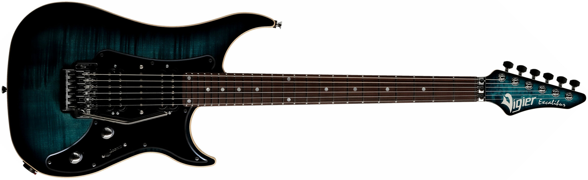 Vigier Excalibur Custom Hsh Fr Rw - Mysterious Blue - Guitarra eléctrica con forma de str. - Main picture