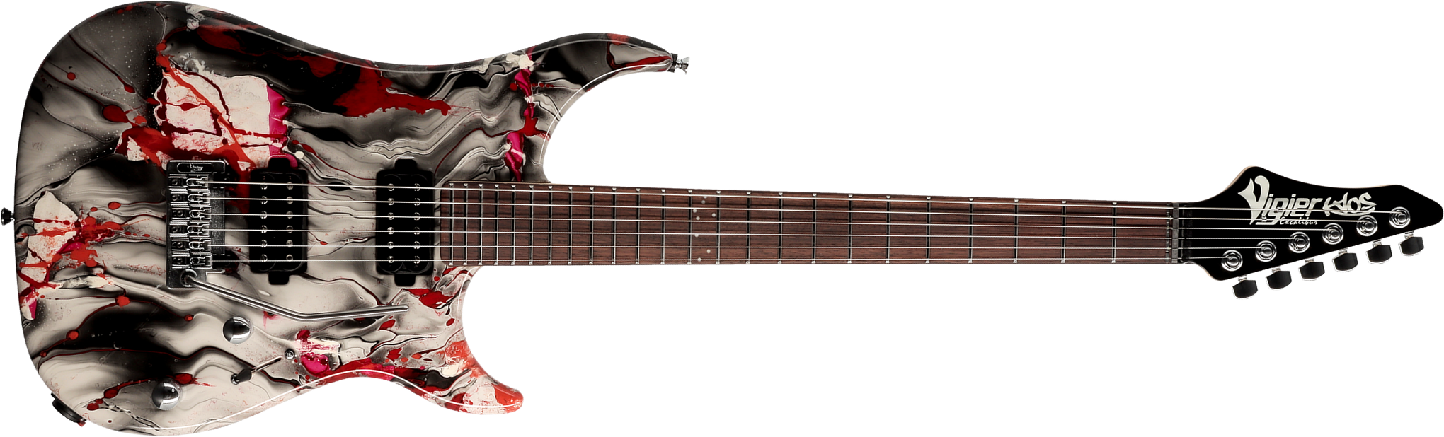 Vigier Excalibur Kaos 2h Trem Rw - Rock Art Chrome Black Red - Guitarra eléctrica con forma de str. - Main picture