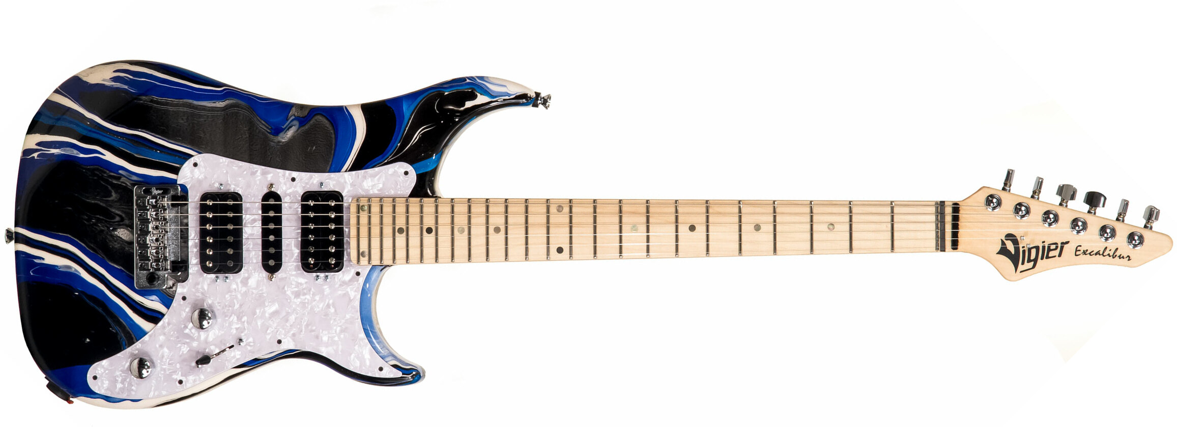 Vigier Excalibur Supraa Hsh Trem Mn - Rock Art Blue White Black - Guitarra eléctrica de doble corte - Main picture