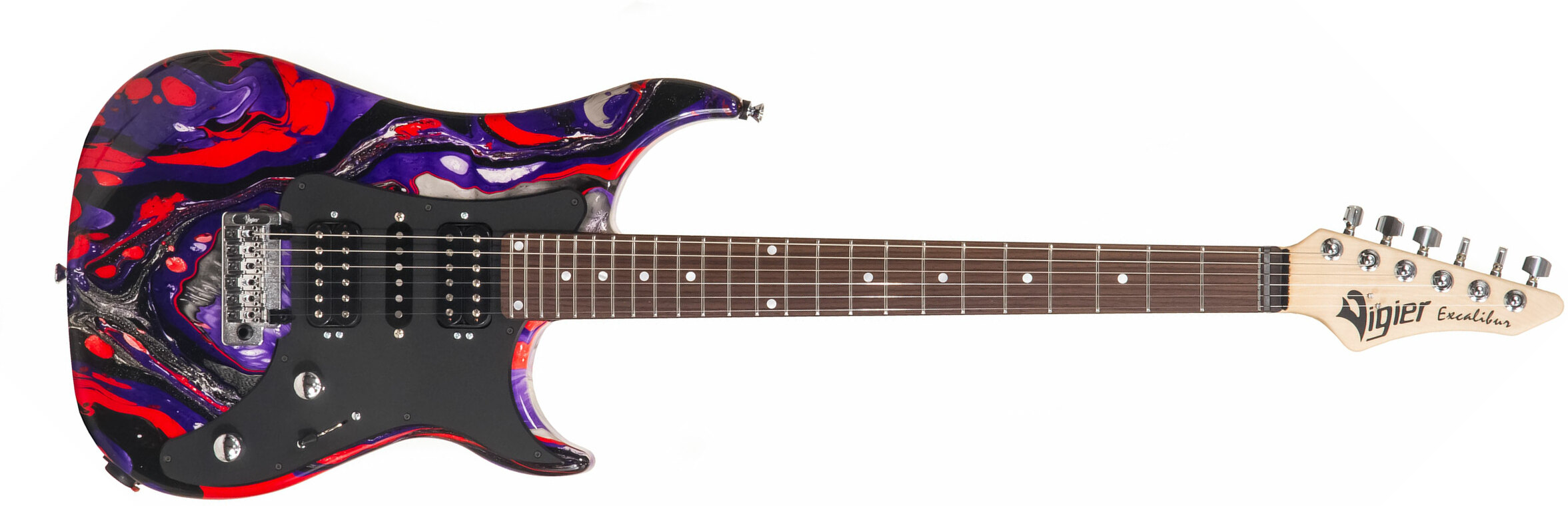 Vigier Excalibur Supraa Hsh Trem Rw - Rock Art Purple Red Black - Guitarra eléctrica con forma de str. - Main picture