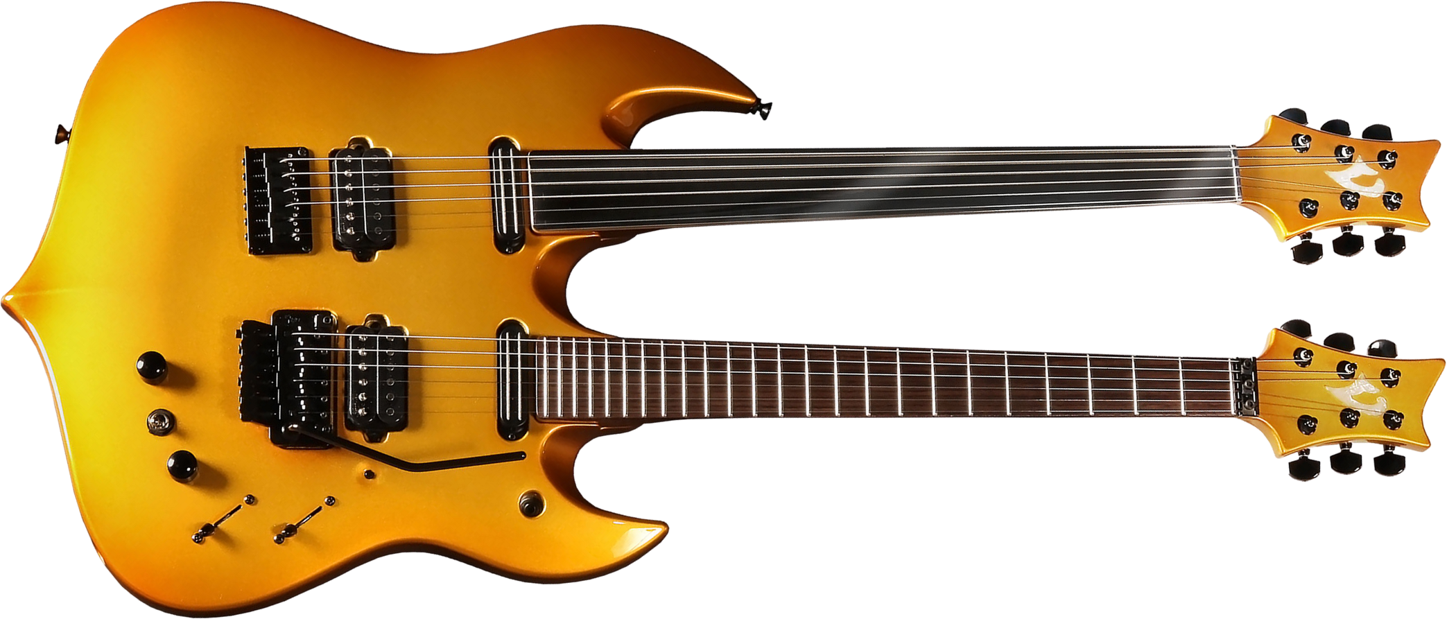 Vigier Ron Thal Double B Foot Signature Hsh Trem Rw/ime - Gold - Guitarra eléctrica de doble mástil - Main picture