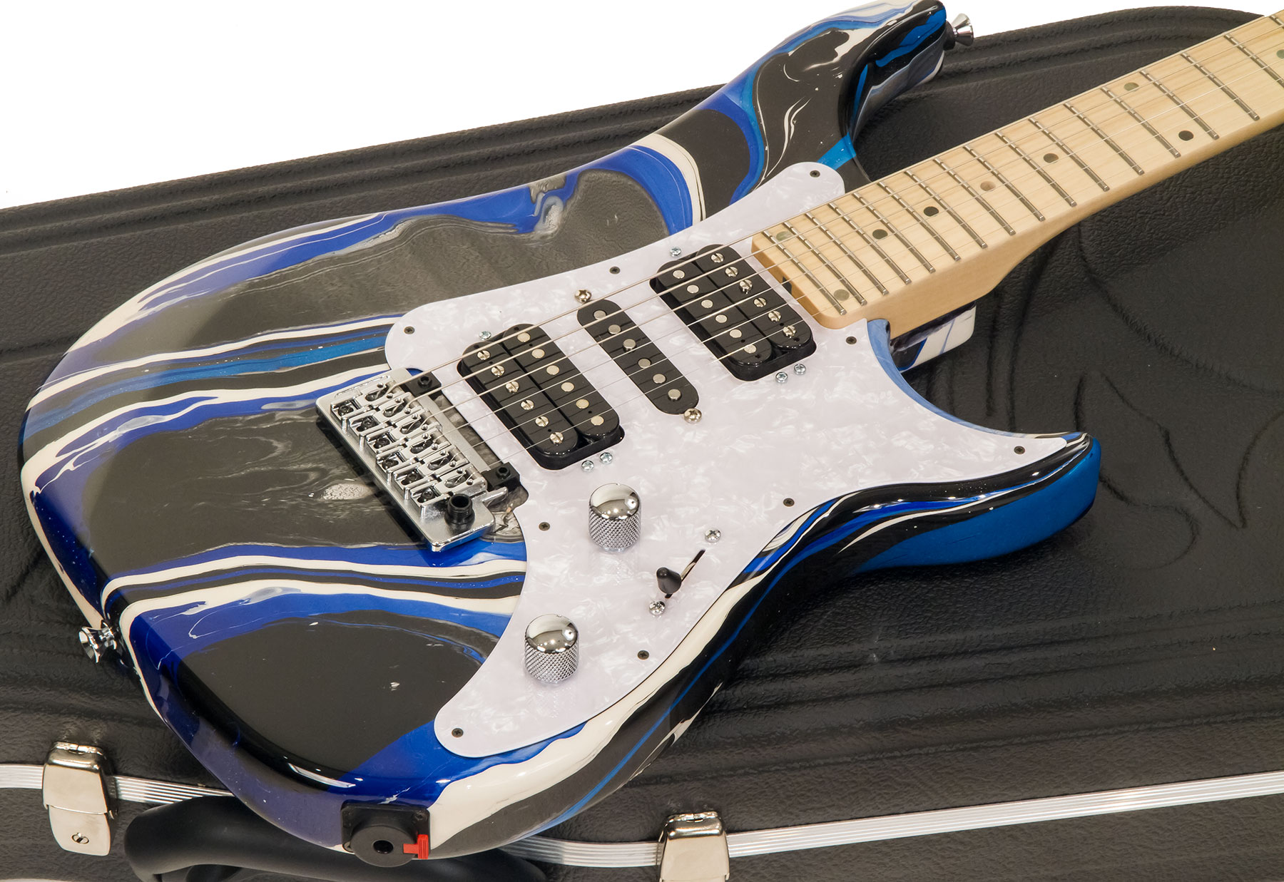 Vigier Excalibur Supraa Hsh Trem Mn - Rock Art Blue White Black - Guitarra eléctrica de doble corte - Variation 1