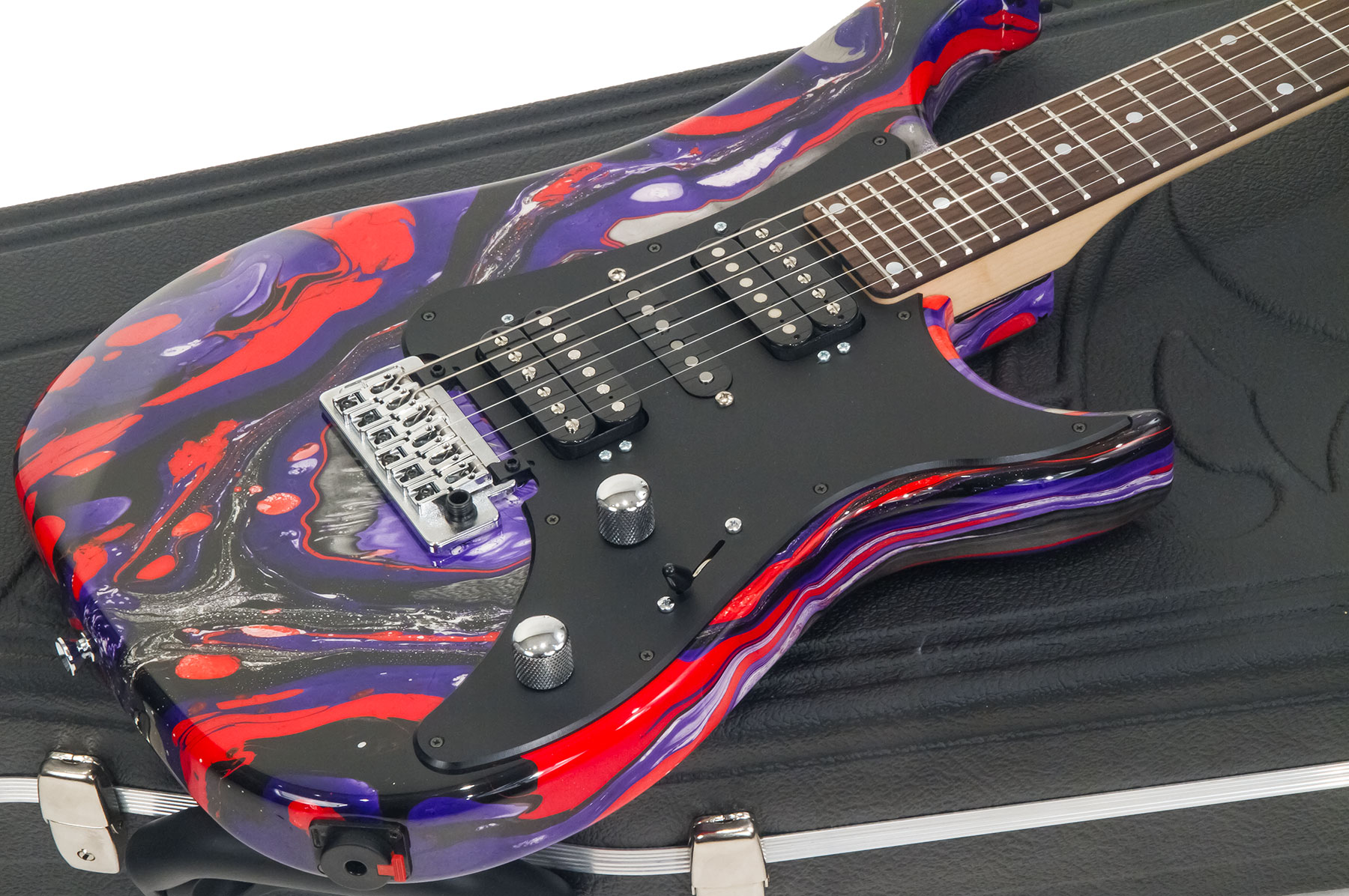 Vigier Excalibur Supraa Hsh Trem Rw - Rock Art Purple Red Black - Guitarra eléctrica con forma de str. - Variation 1