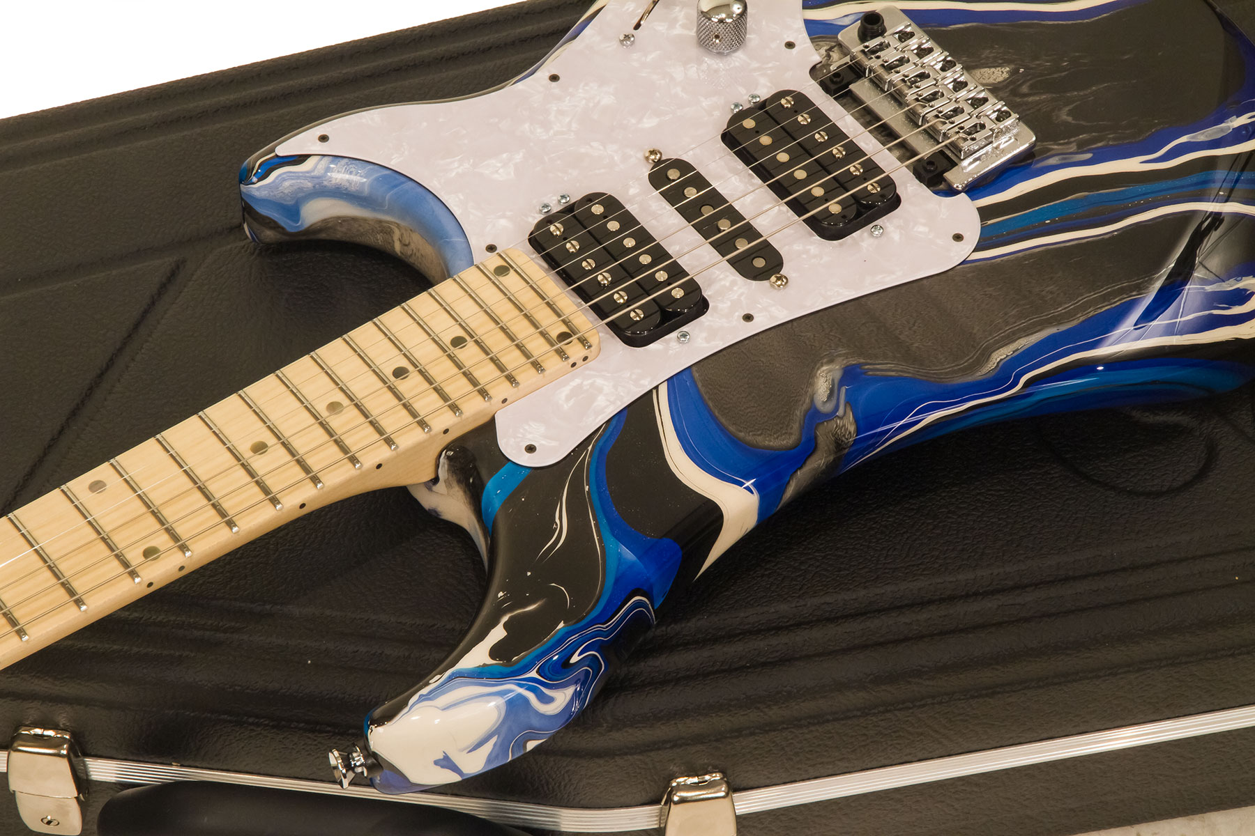 Vigier Excalibur Supraa Hsh Trem Mn - Rock Art Blue White Black - Guitarra eléctrica de doble corte - Variation 3
