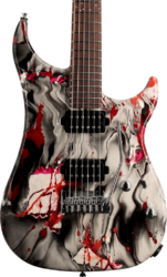 Guitarra eléctrica con forma de str. Vigier Excalibur Kaos (HH, Trem, RW) - Rock art chrome black red