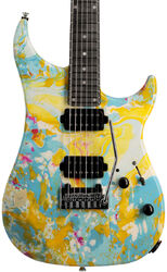 Guitarra eléctrica con forma de str. Vigier                         Excalibur Thirteen (MN) - Rock art yellow blue white
