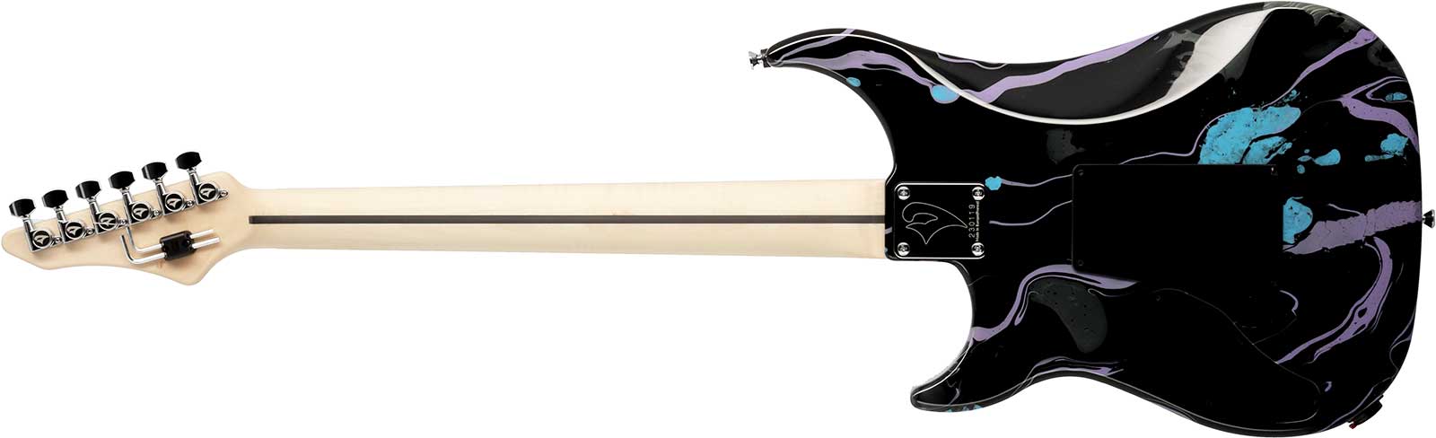 Vigier Ron Thal Bfoot Excalibur Signature Hs Fr Rw - Rock Art Black/purple/blue - Guitarra eléctrica de autor - Variation 1