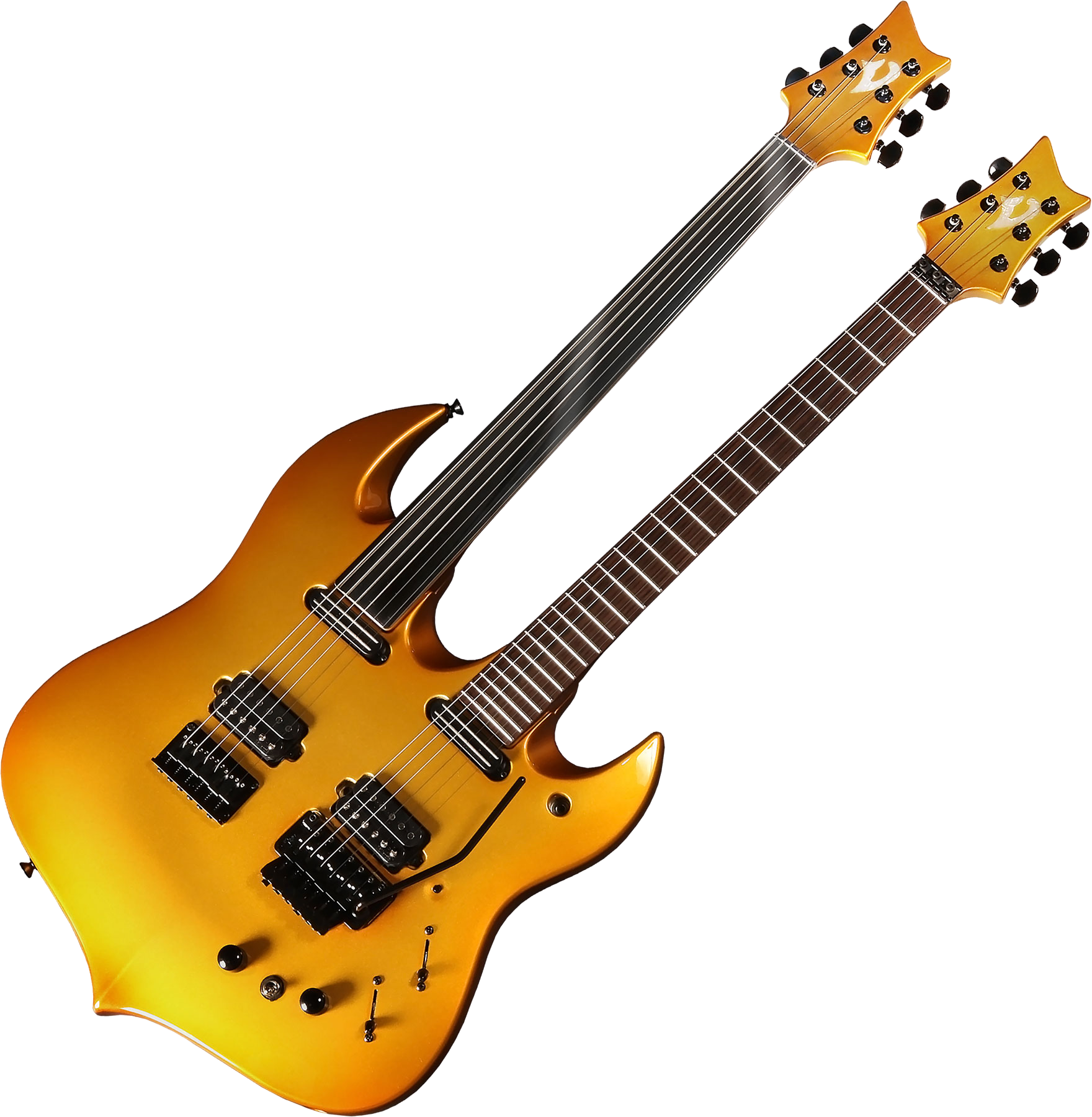 Guitarra eléctrica de doble mástil Vigier Ron Thal Double B Foot - gold  amarillo