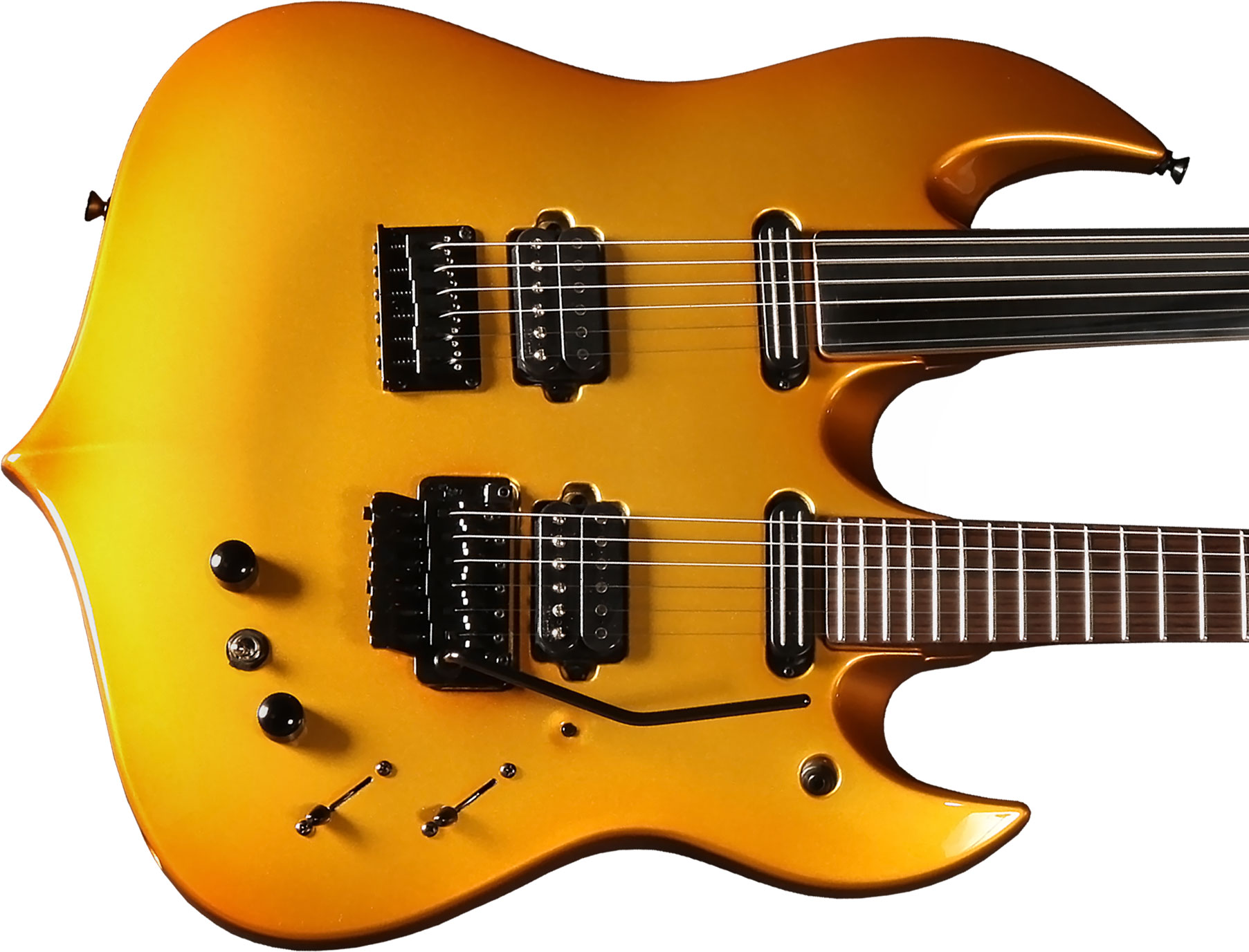 Vigier Ron Thal Double B Foot Signature Hsh Trem Rw/ime - Gold - Guitarra eléctrica de doble mástil - Variation 1
