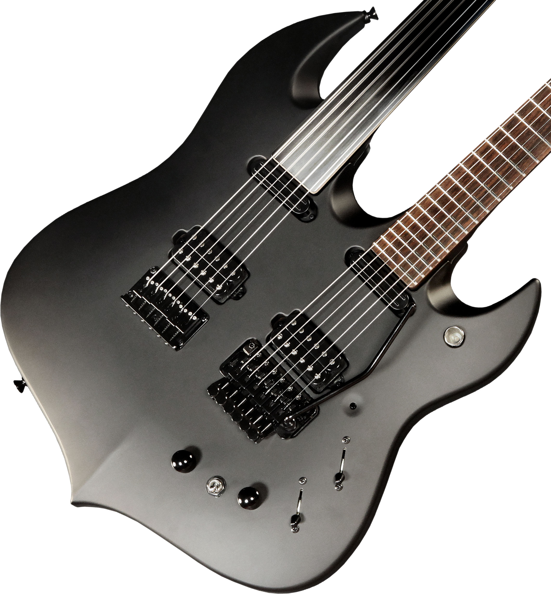 Vigier Ron Thal Double B Foot Signature Hsh Trem Rw/ime - Black Matte - Guitarra eléctrica de doble mástil - Variation 1