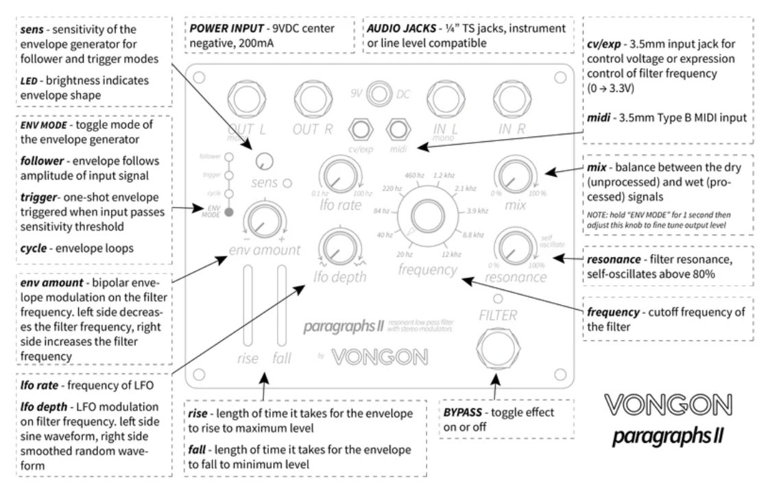 Vongon Paragraphs Ii Stereo Low Pass Filter - Pedal wah / filtro - Variation 2