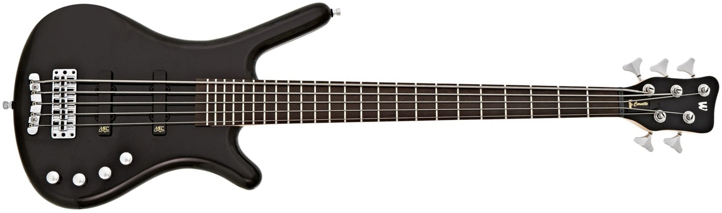 Warwick Corvette Basic 5c Rockbass Active Wen - Solid Black - Bajo eléctrico de cuerpo sólido - Main picture