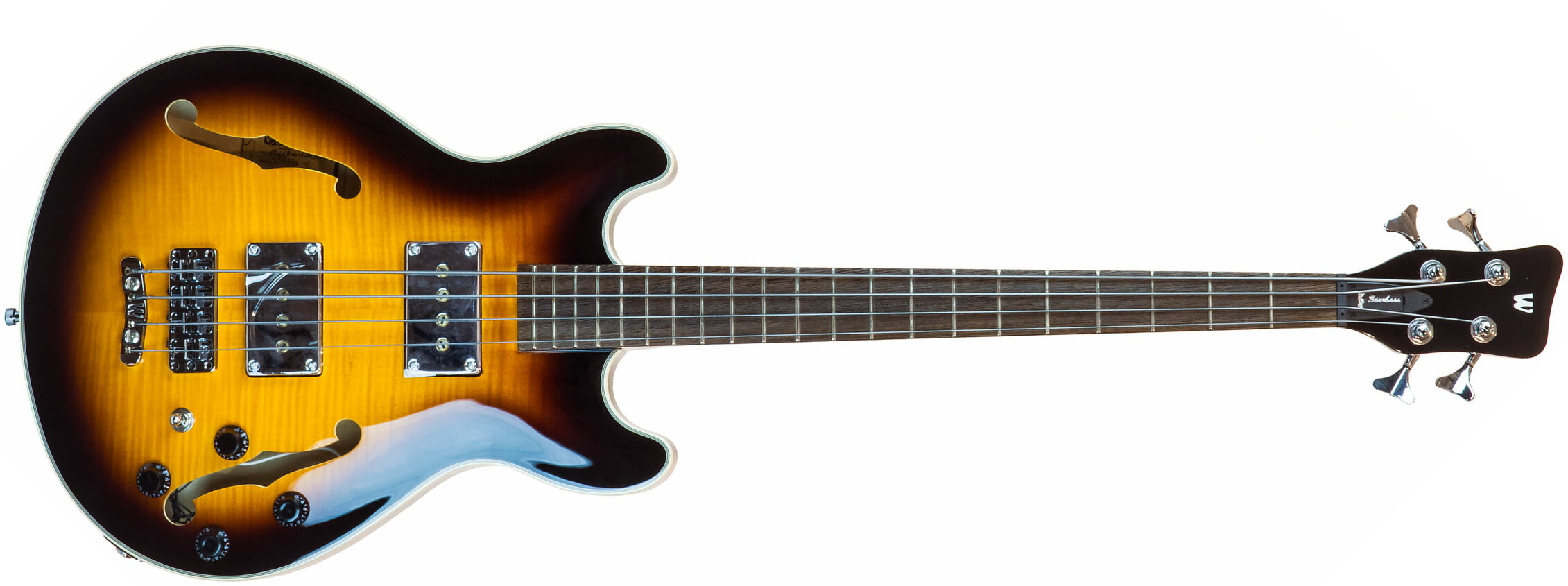 Warwick Star Bass Set Neck Flame Maple Rockbass Wen +housse - Vintage Sunburst - Bajo eléctrico semi caja - Main picture