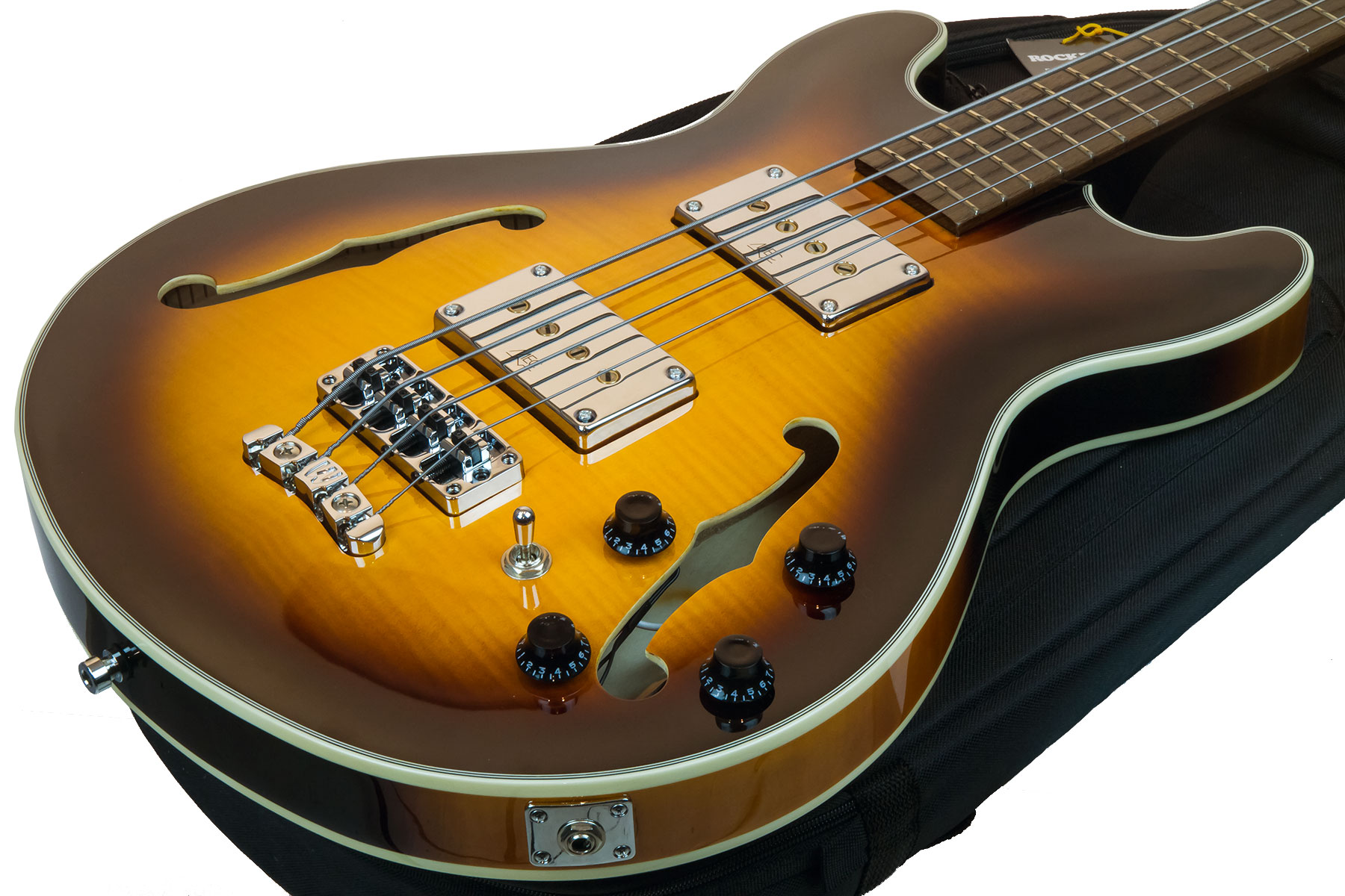 Warwick Star Bass Set Neck Flame Maple Rockbass Wen +housse - Vintage Sunburst - Bajo eléctrico semi caja - Variation 1