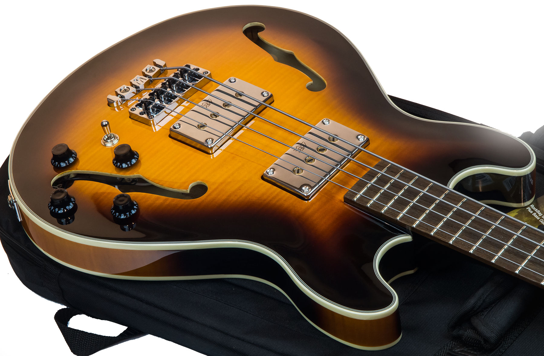 Warwick Star Bass Set Neck Flame Maple Rockbass Wen +housse - Vintage Sunburst - Bajo eléctrico semi caja - Variation 2