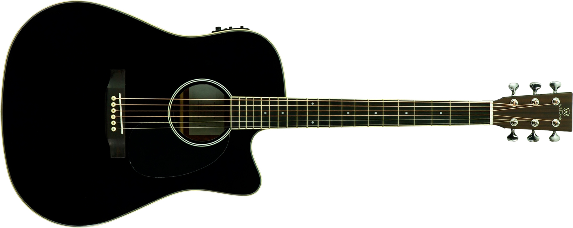 Wesland Dr300-ce-bk Dreadnought Cw Epicea Acajou Rw - Black - Guitarra folk - Main picture