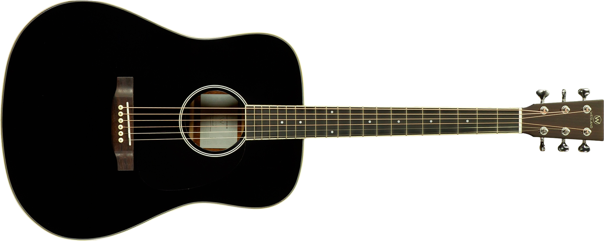 Wesland Dr300-ce-bk Dreadnought Epicea Acajou Rw - Black - Guitarra folk - Main picture