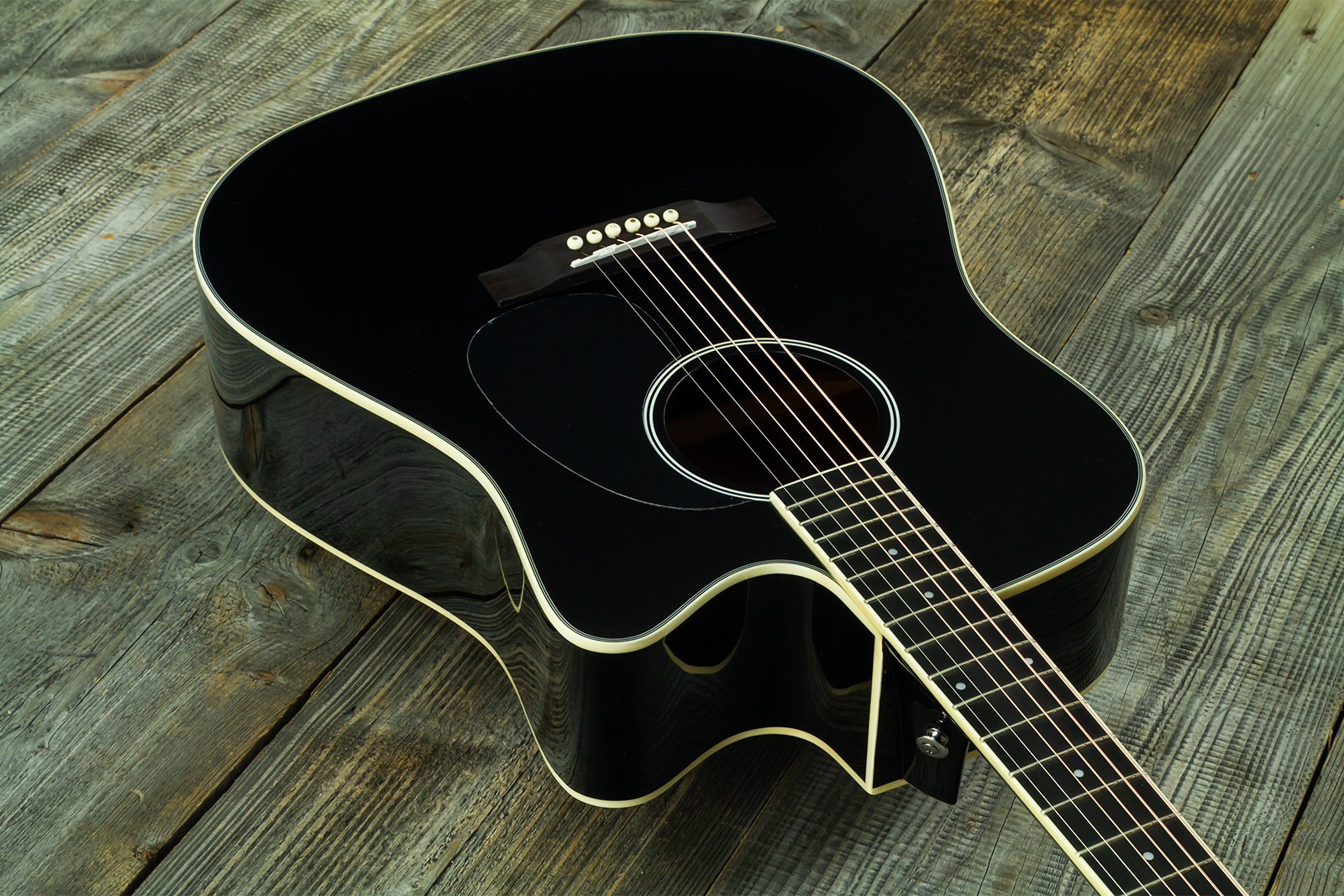 Wesland Dr300-ce-bk Dreadnought Cw Epicea Acajou Rw - Black - Guitarra folk - Variation 2