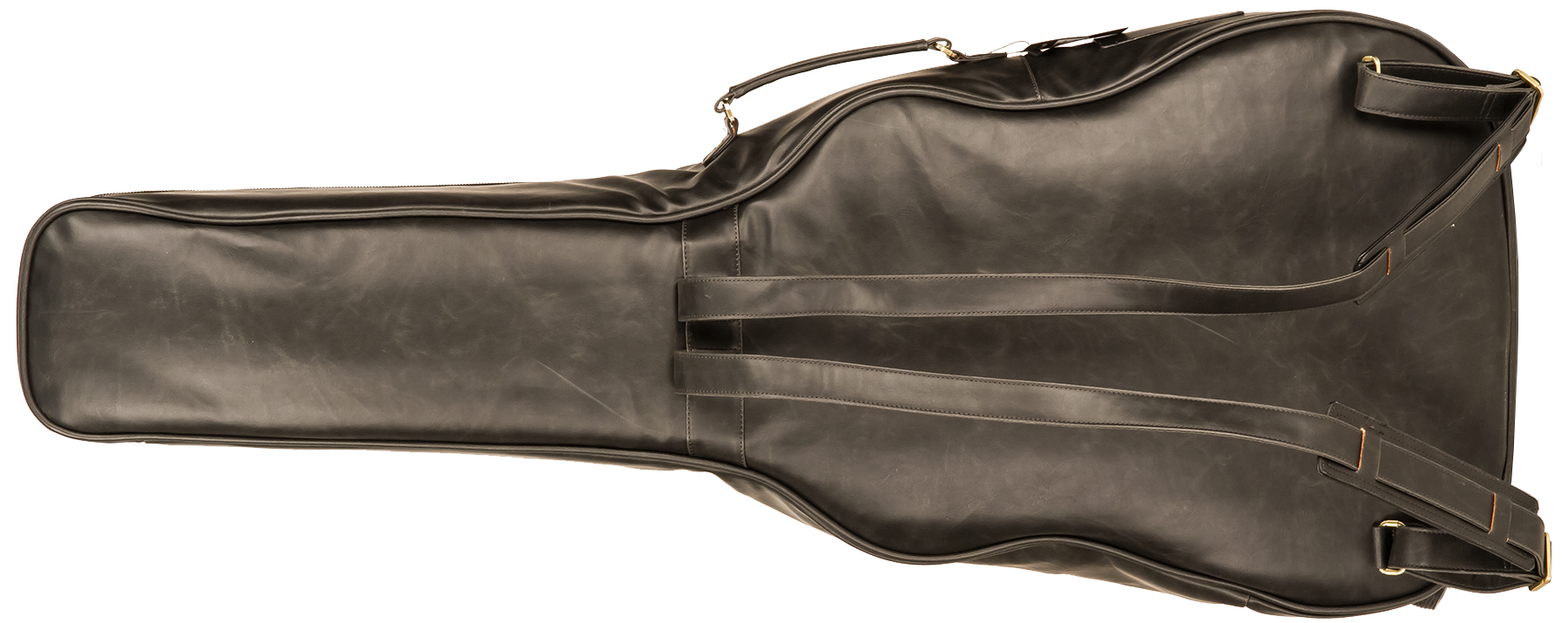 X-tone 2035 Fol-bk Deluxe Leather Acoustic Dreadnought Guitar Bag Cuir Matt Black (ex 2067) - Bolsa para guitarra acústica - Variation 1