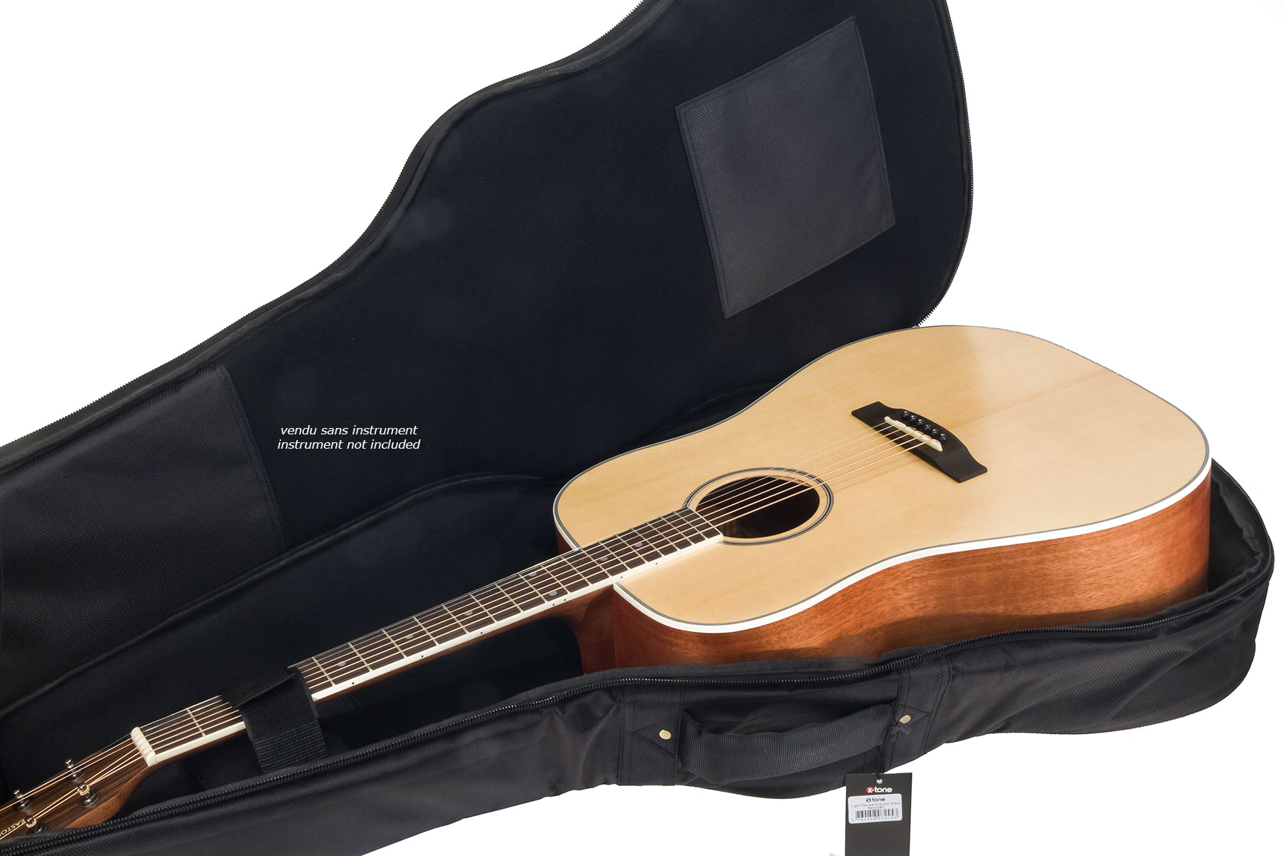 X-tone 2020 Fol-bk Light Deluxe Acoustic Dreadnought Guitar Bag Black (2080) - Bolsa para guitarra acústica - Variation 5