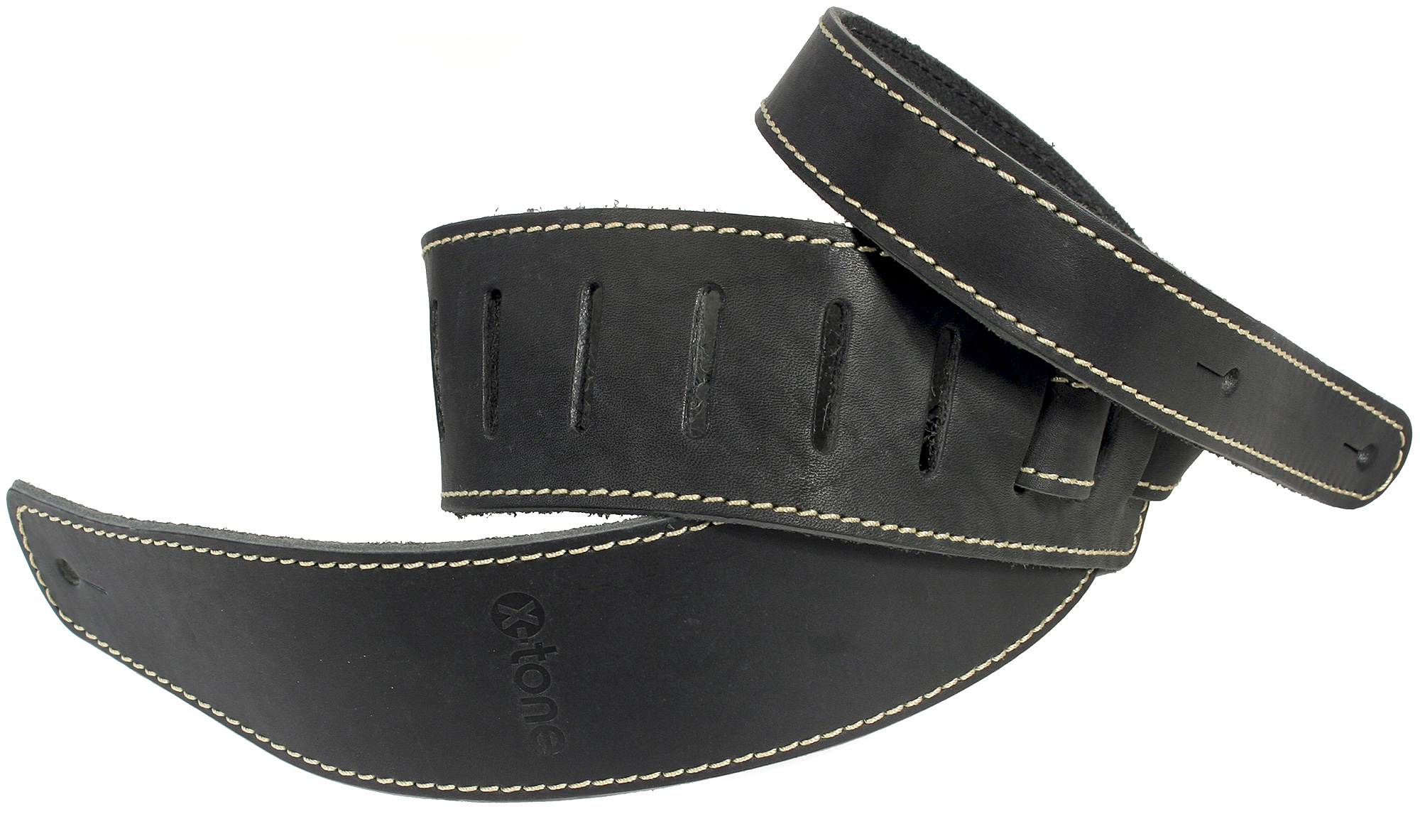 X-tone Xg 3153 Classic Leather Guitar Strap Cuir 6.5cm Black - Correa - Variation 1