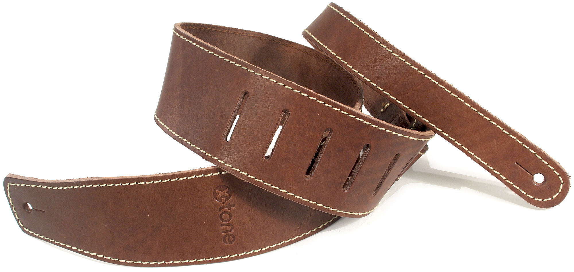 X-tone Xg 3151 Classic Leather Guitar Strap Cuir 6.5cm Brown - Correa - Variation 1