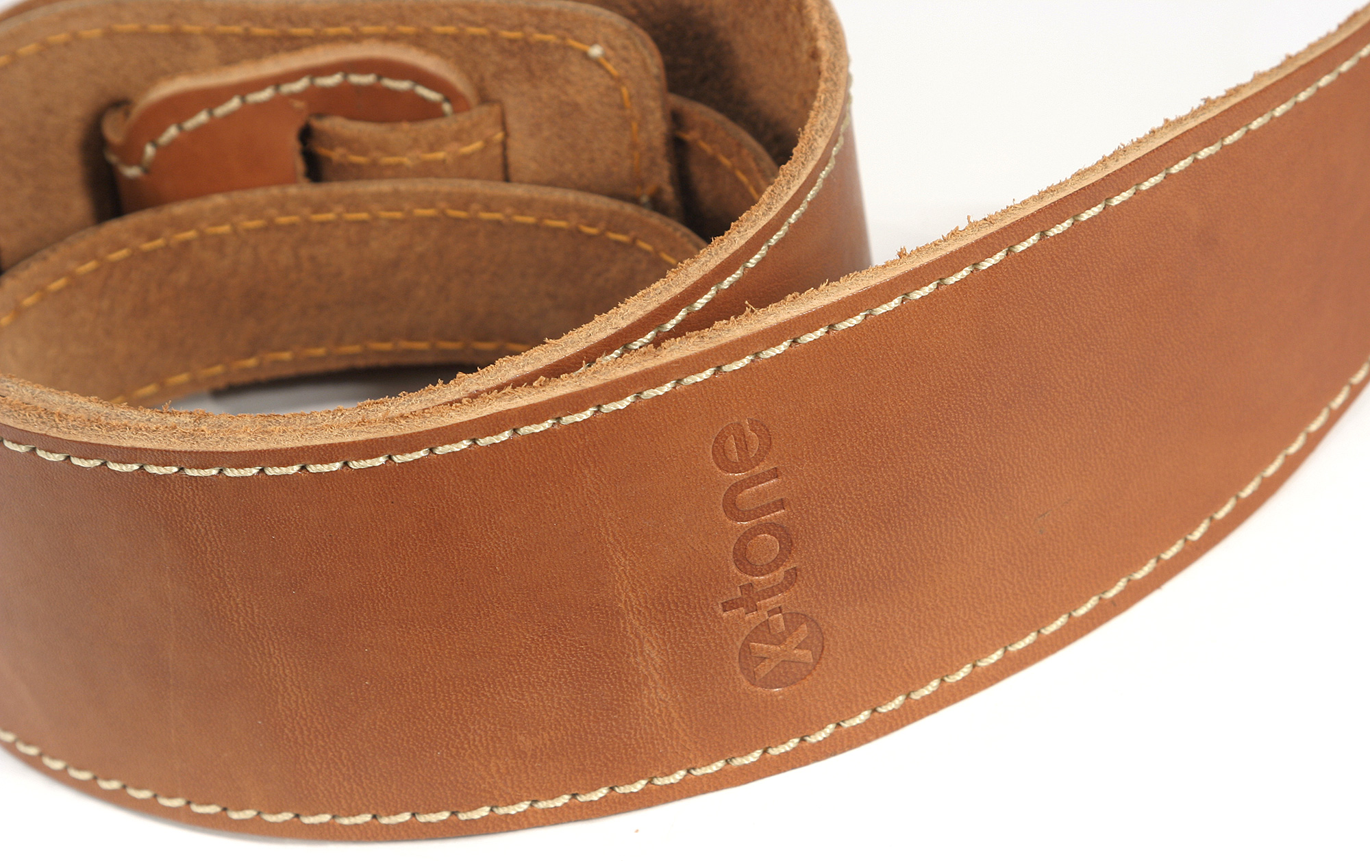 X-tone Xg 3150 Classic Leather Guitar Strap Cuir 6.5cm Brownstone Caramel - Correa - Variation 2