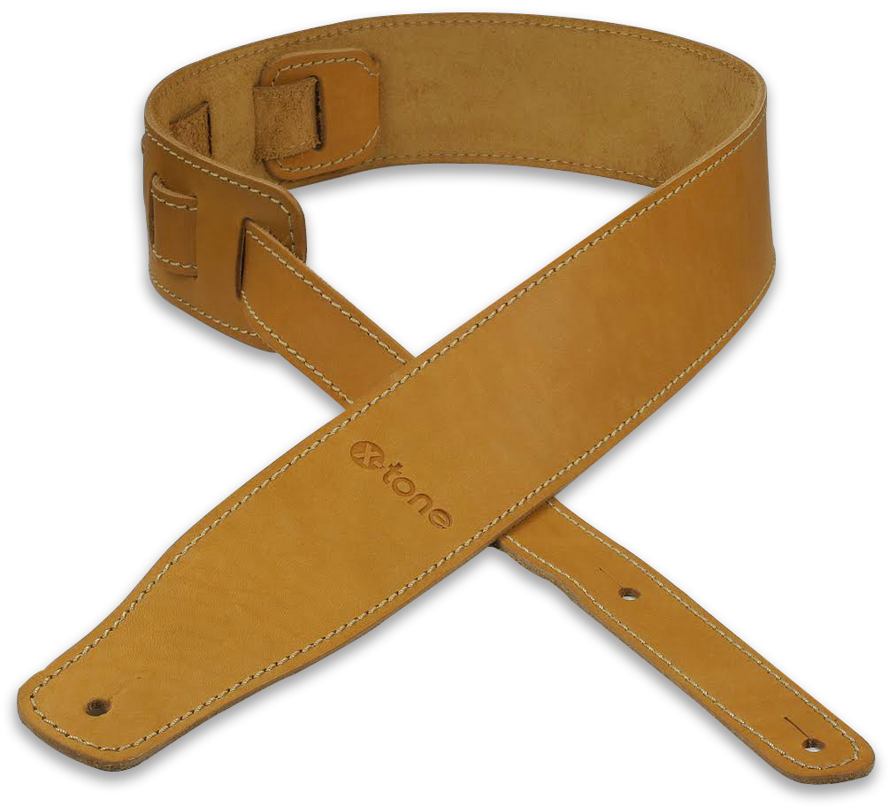 X-tone Xg 3150 Classic Leather Guitar Strap Cuir 6.5cm Brownstone Caramel - Correa - Variation 3