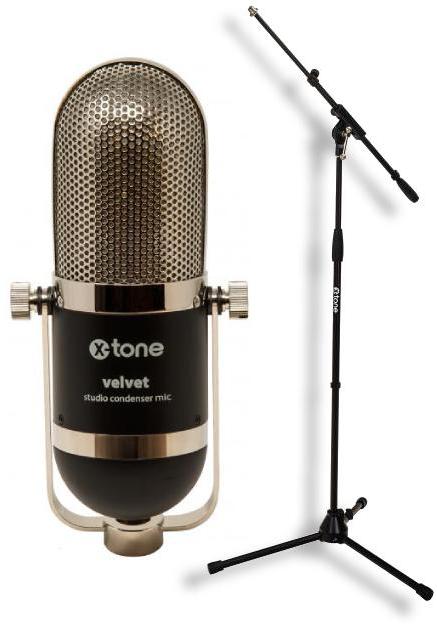 Pack de micrófonos con soporte X-tone Velvet + X-TONE xh 6001 Pied Micro Telescopique