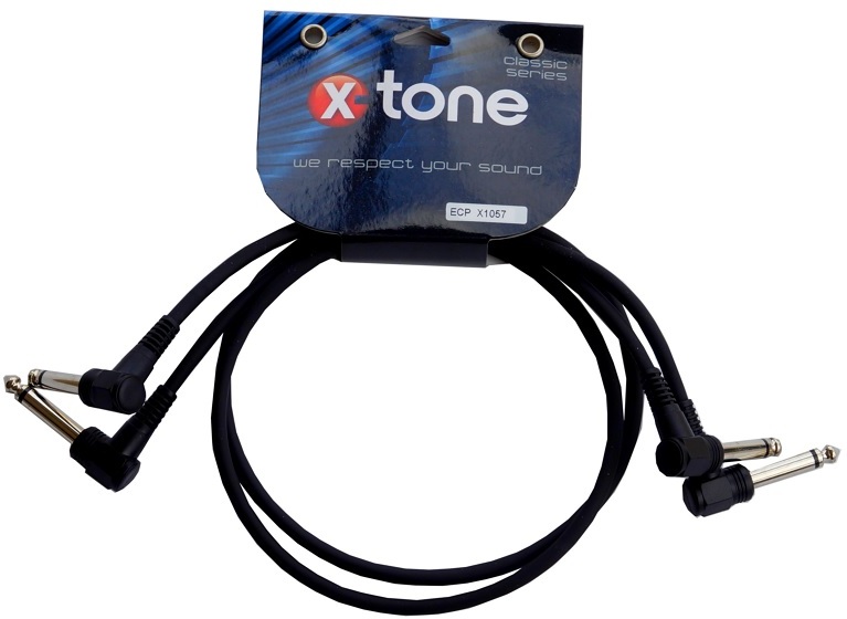 X-tone X1057 Lot De 2 Intrument Patch Cable Jacks Coudes 60cm Bk - Patch - Main picture