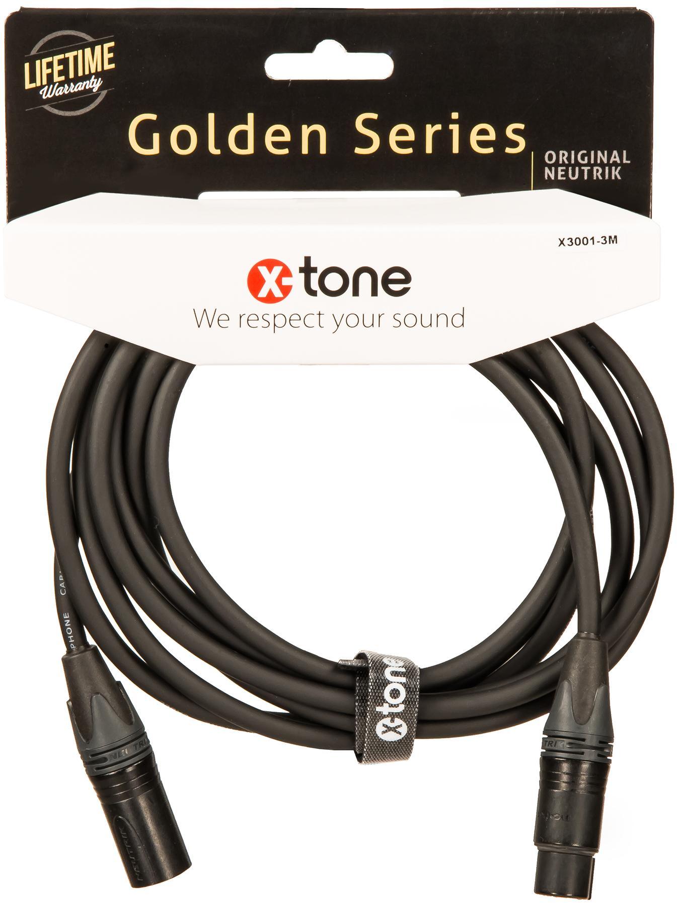 Cable X-tone X3001-3M - XLR(M) / XLR(F) Golden Series