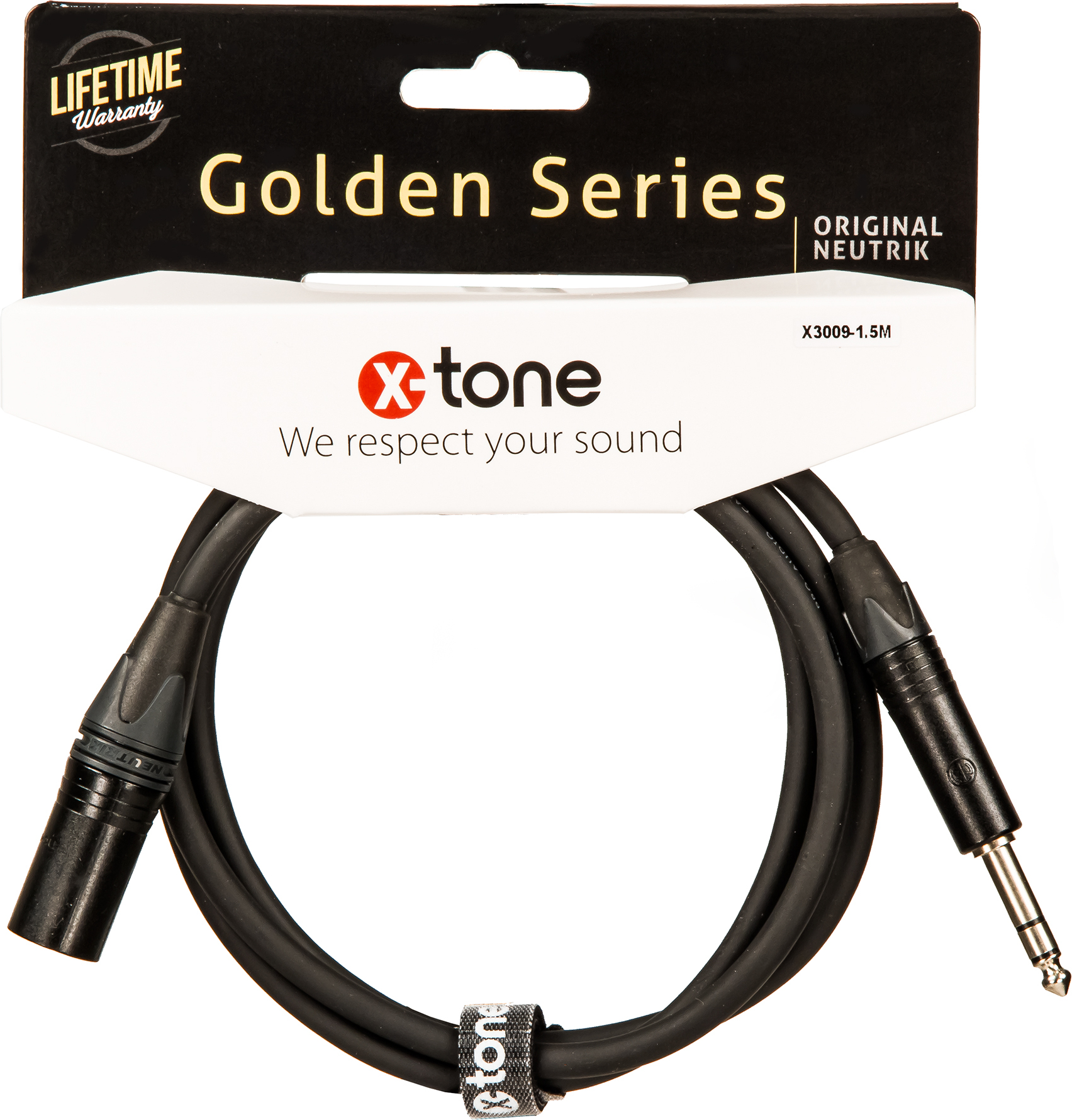 X-tone X3009-1.5m Cable Golden Series Neutrik Xlr(m) / Jack(m) 6,35 Trs - Cable - Main picture