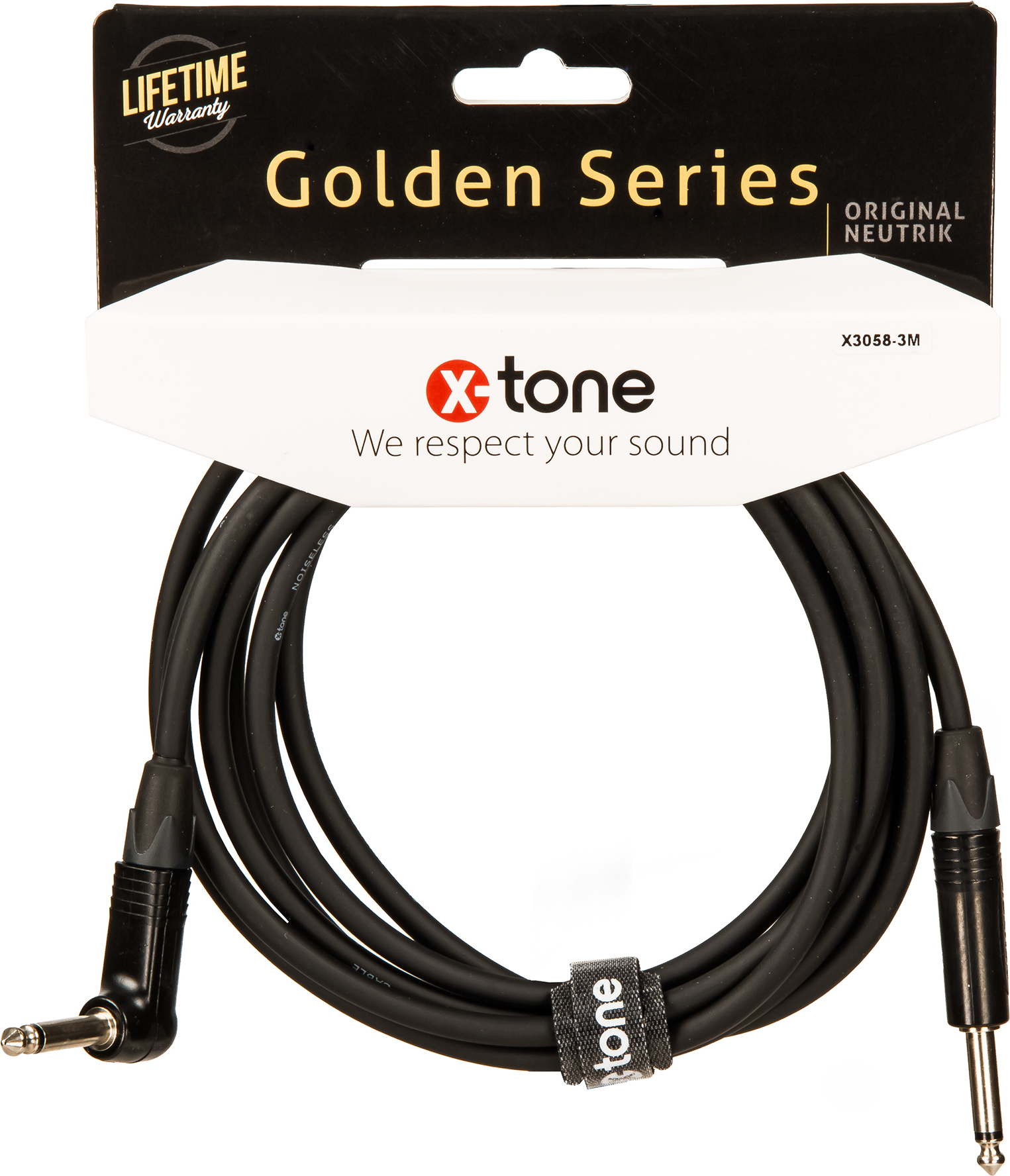 X-tone X3058-3m Instrument Cable Golden Neutrik Droit/coude 3m - Cable - Main picture