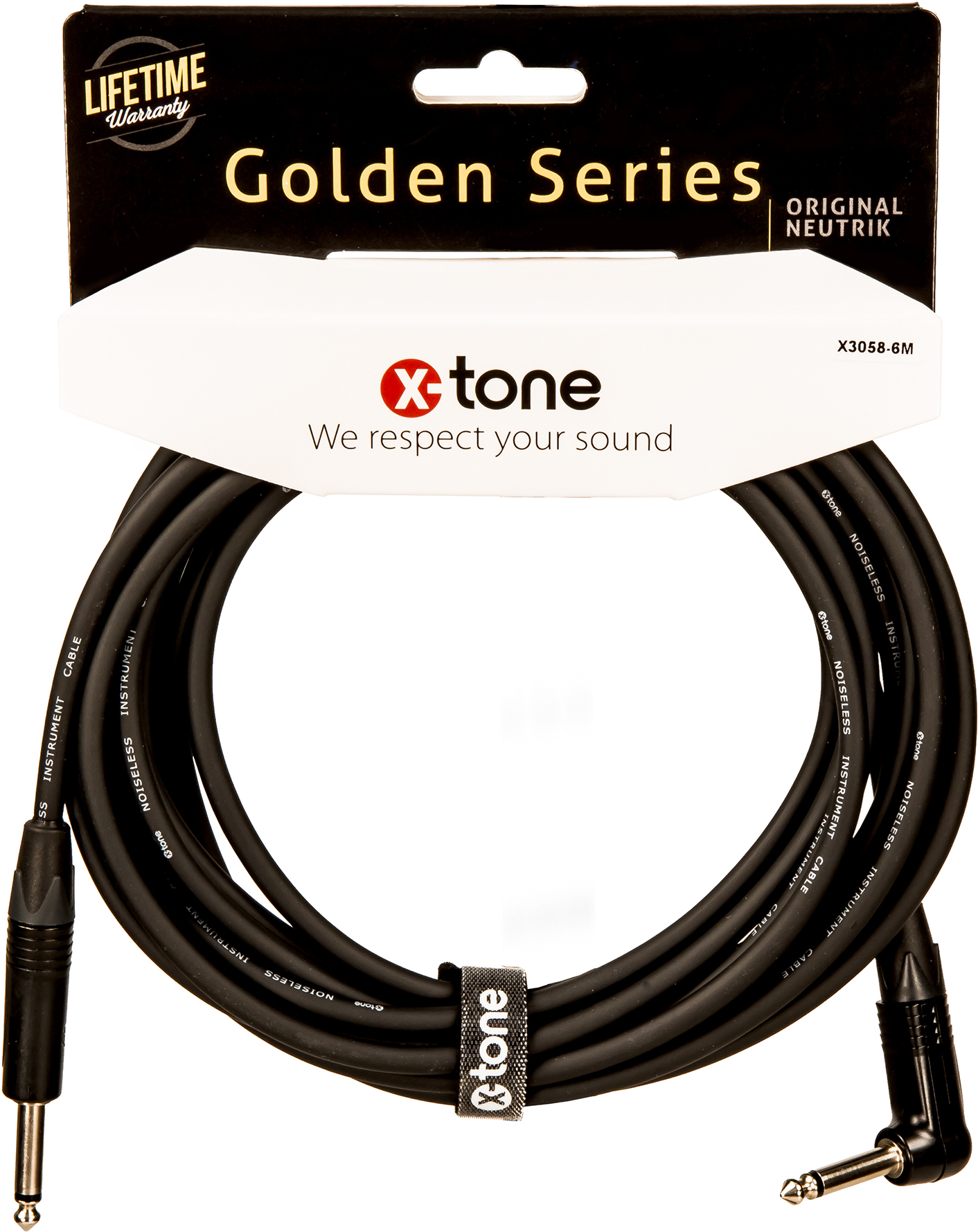 X-tone X3058-6m Instrument Cable Golden Series Neutrik Droit/coude 6m - Cable - Main picture