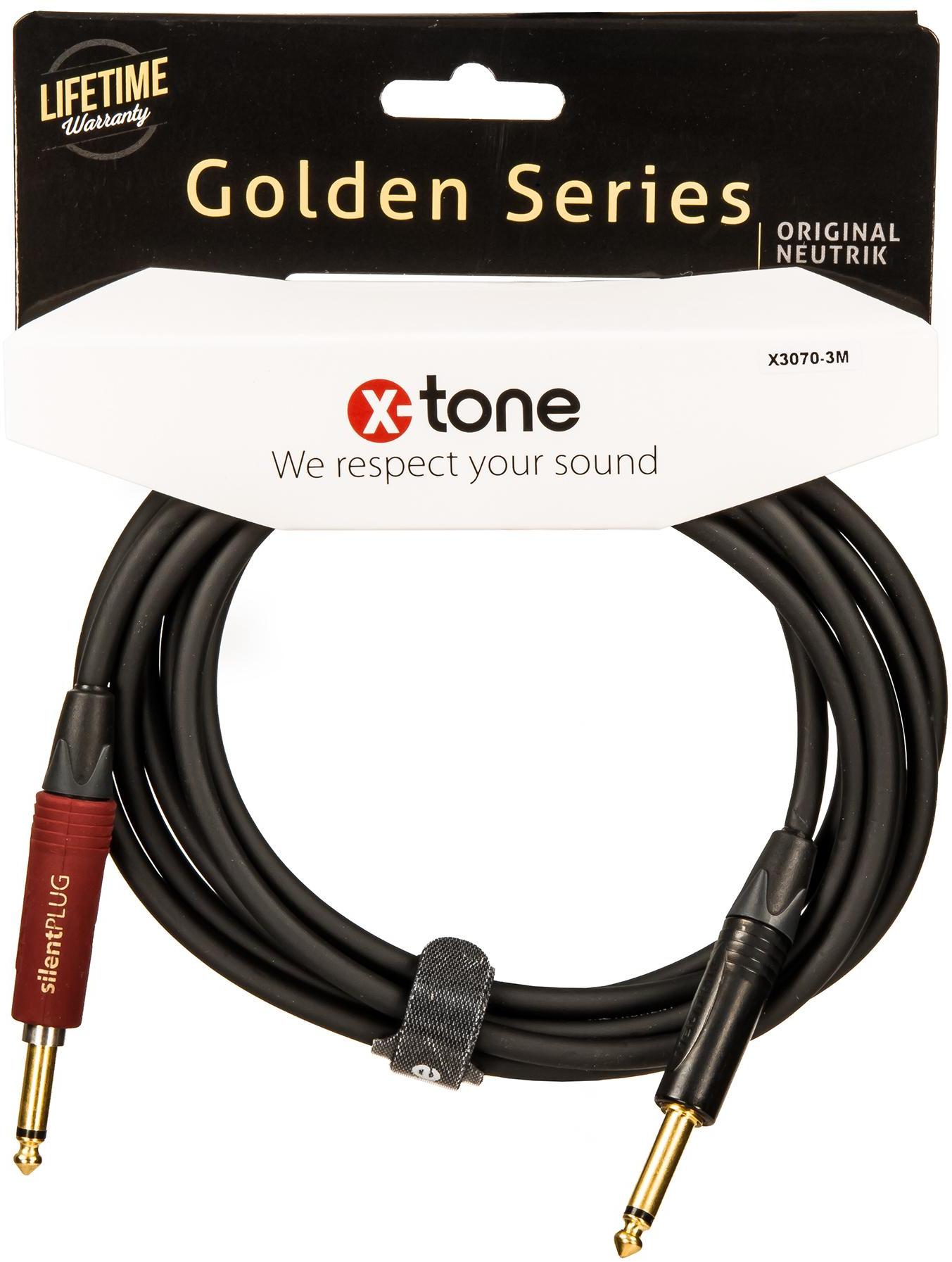 Cable X-tone X3070-3M Instrument Cable Right/Right 3m Golden Series