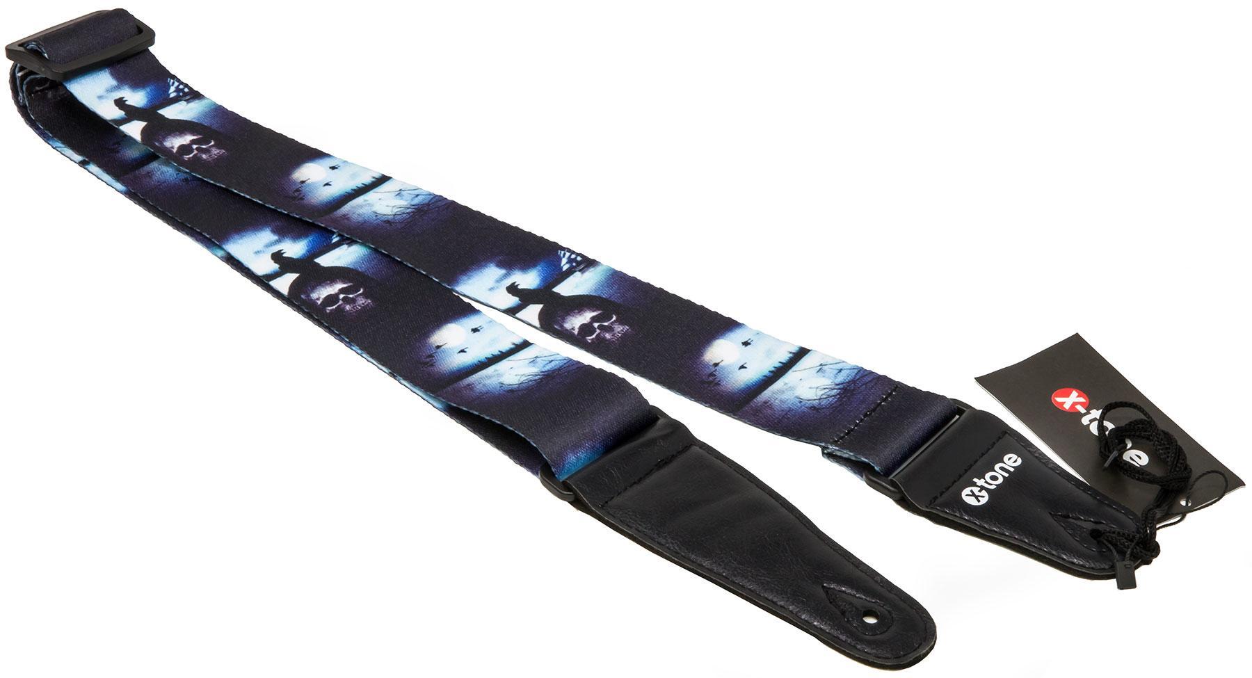Correa X-tone XG 3104 Nylon Guitar Strap Skull With Crow - Black & Blue