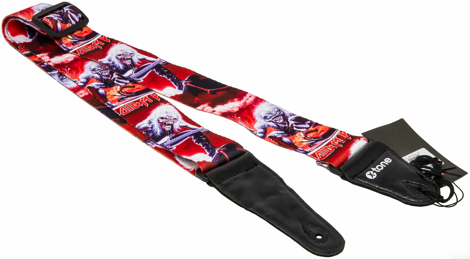 X-tone Xg 3106 Nylon Guitar Strap Skull With Hair Black & Red - Correa - Main picture