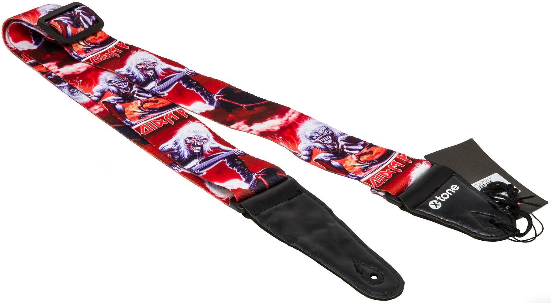 Correa X-tone XG 3106 Nylon Guitar Strap Skull With Hair - Black & Red