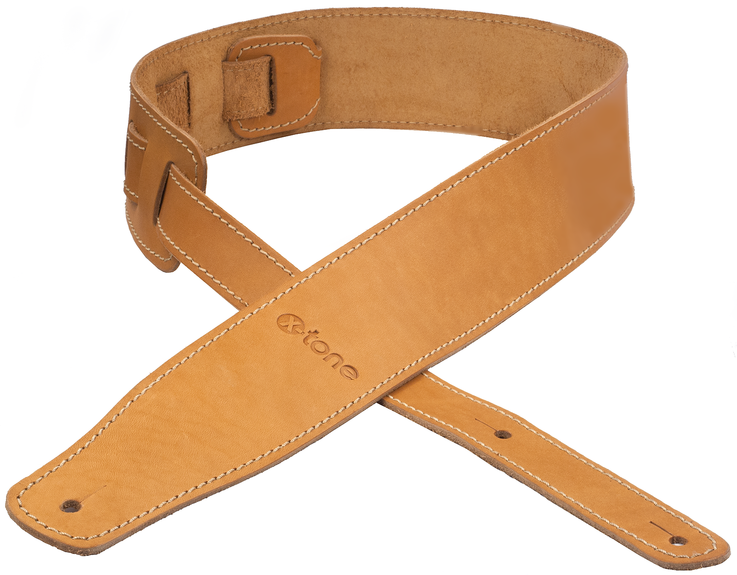 X-tone Xg 3150 Classic Leather Guitar Strap Cuir 6.5cm Brownstone Caramel - Correa - Main picture