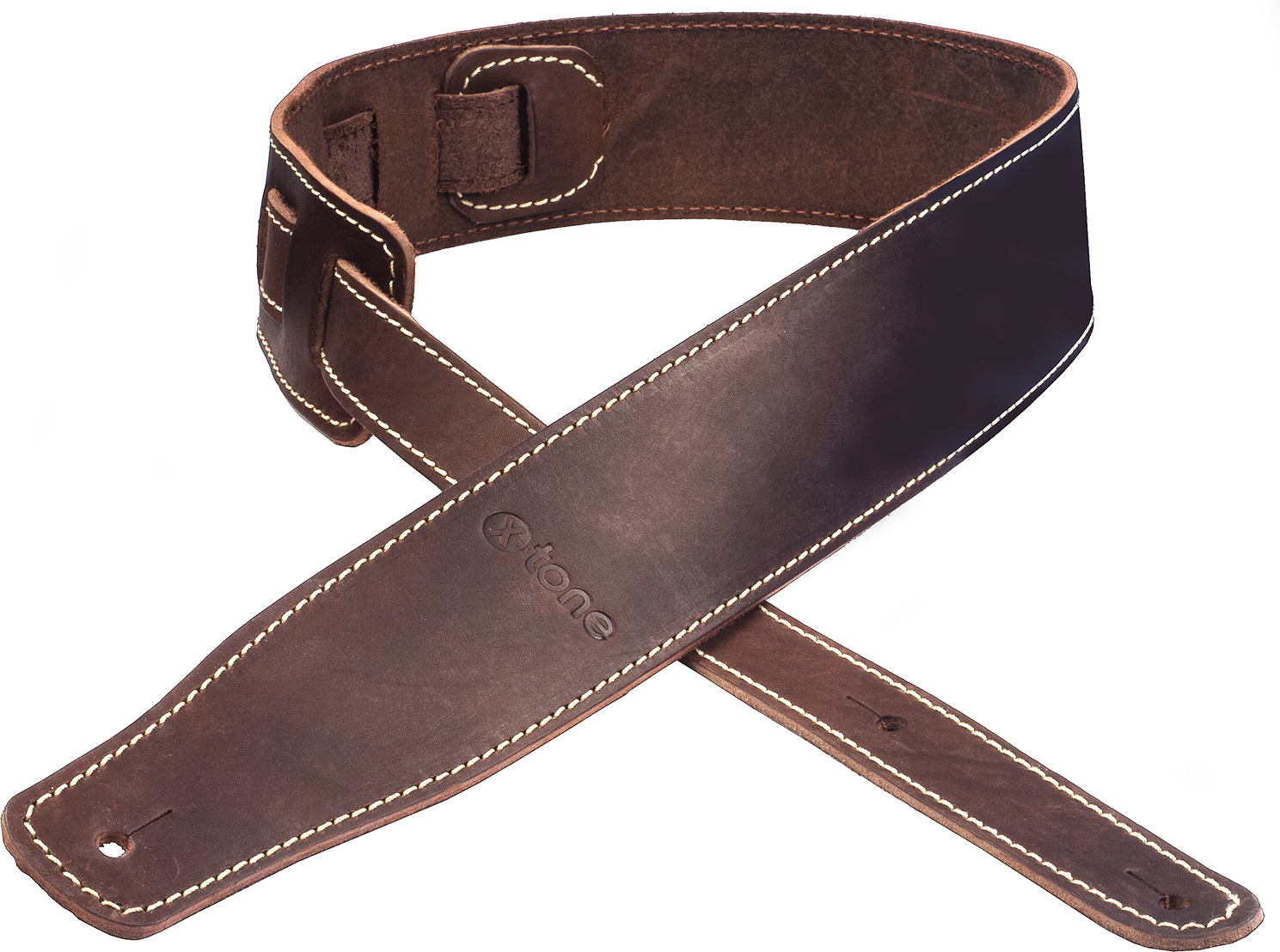 X-tone Xg 3151 Classic Leather Guitar Strap Cuir 6.5cm Brown - Correa - Main picture