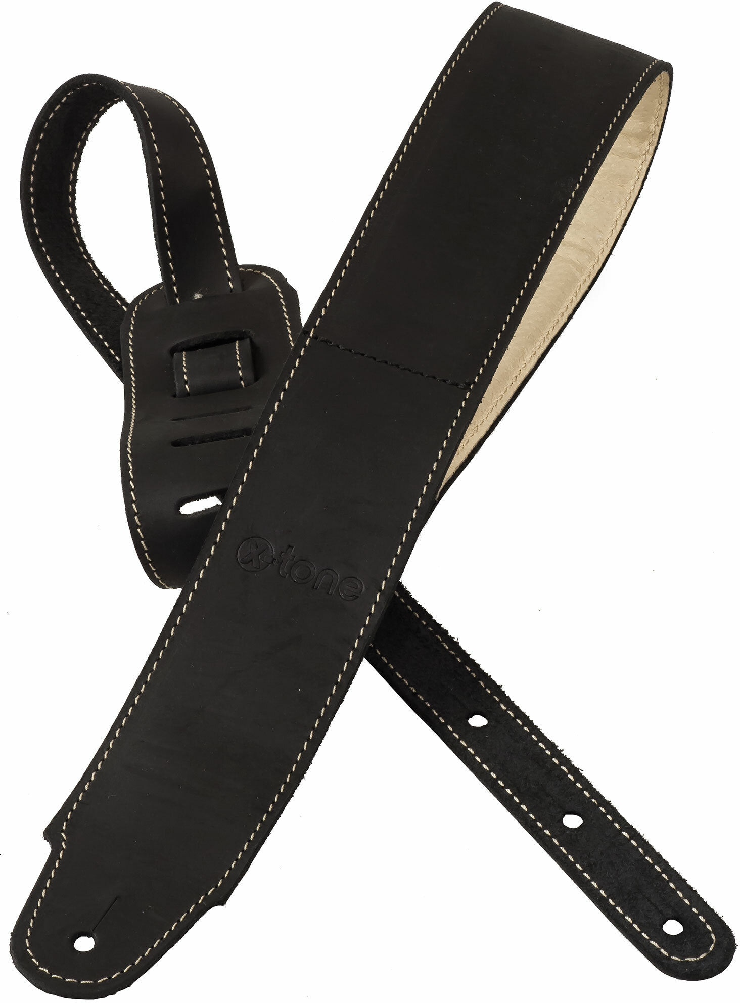 X-tone Xg 3157 Classic Plus Leather Guitar Strap Cuir RembourrÉe Black - Correa - Main picture