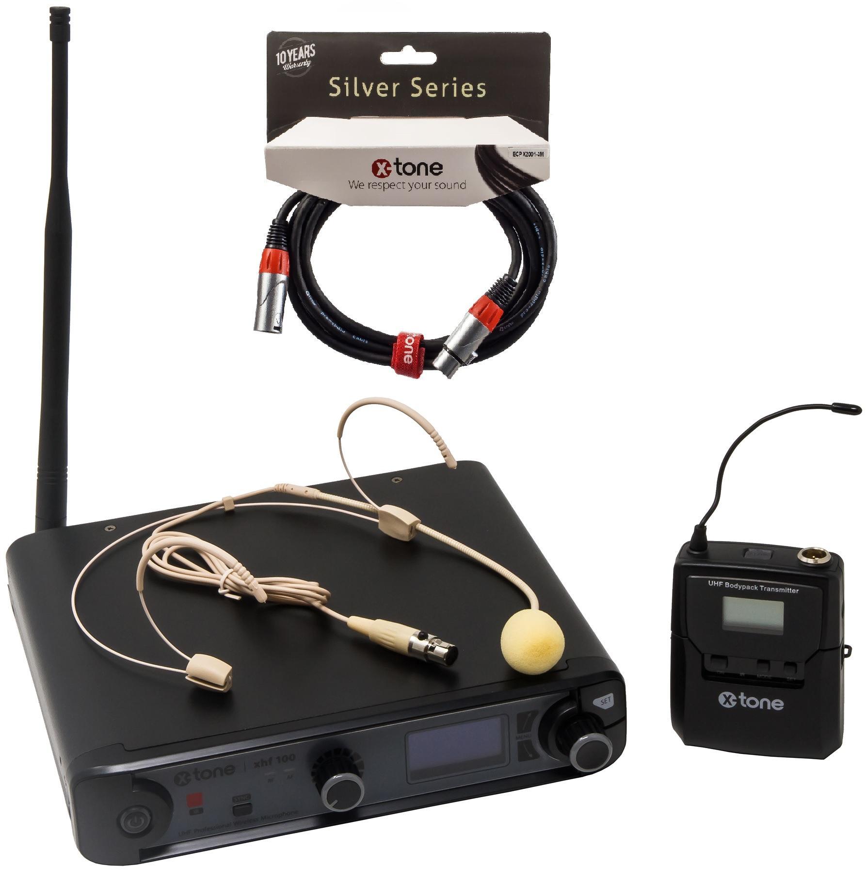Evaluación Premisa vídeo Micrófono inalámbrico headset X-tone XHF100H Systeme HF Serre Tete Frequence  Fixe + X-TONE Xlr Xlr 3M